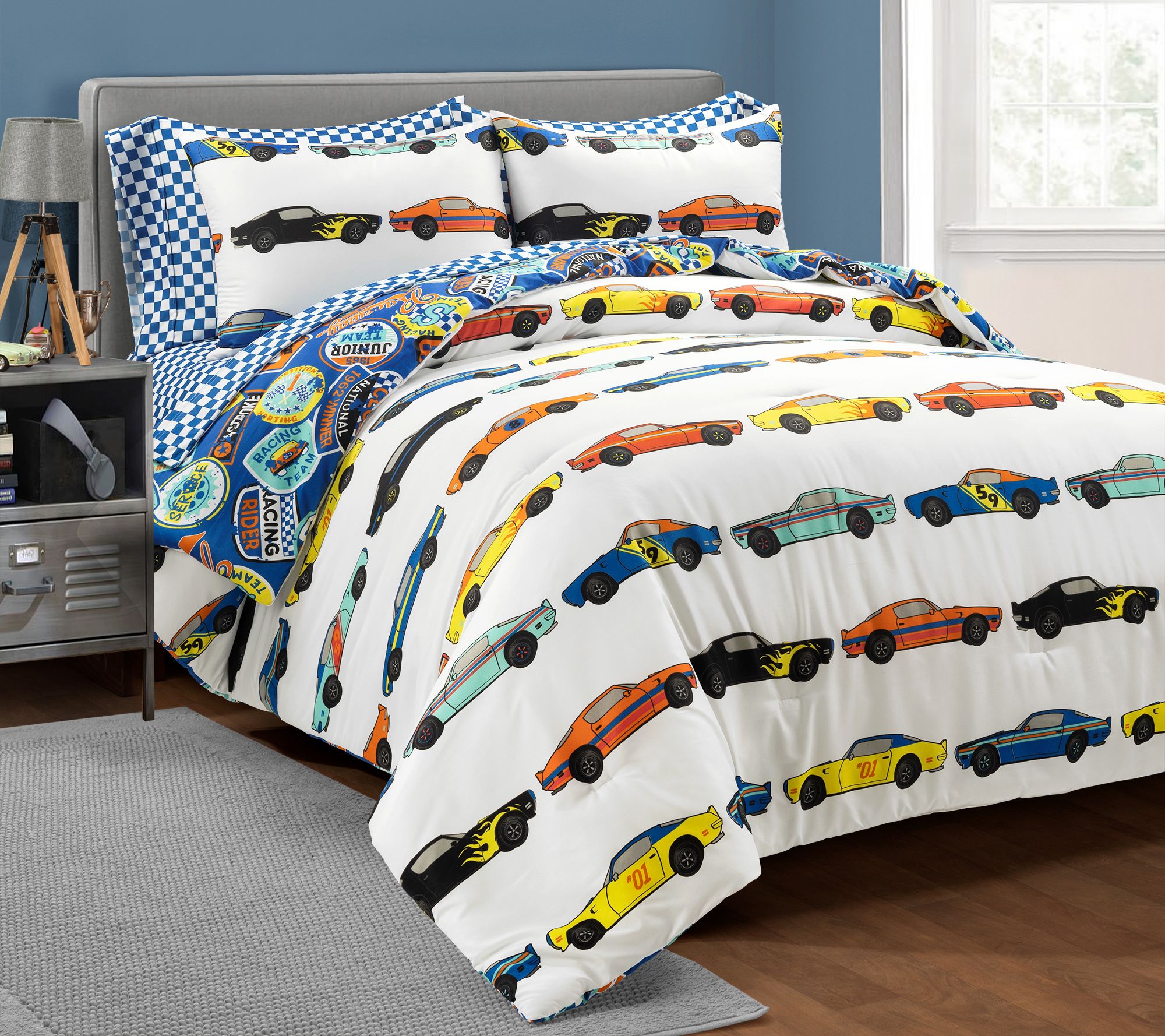 Lush Decor Race Cars Full Reversible ComforterSet
