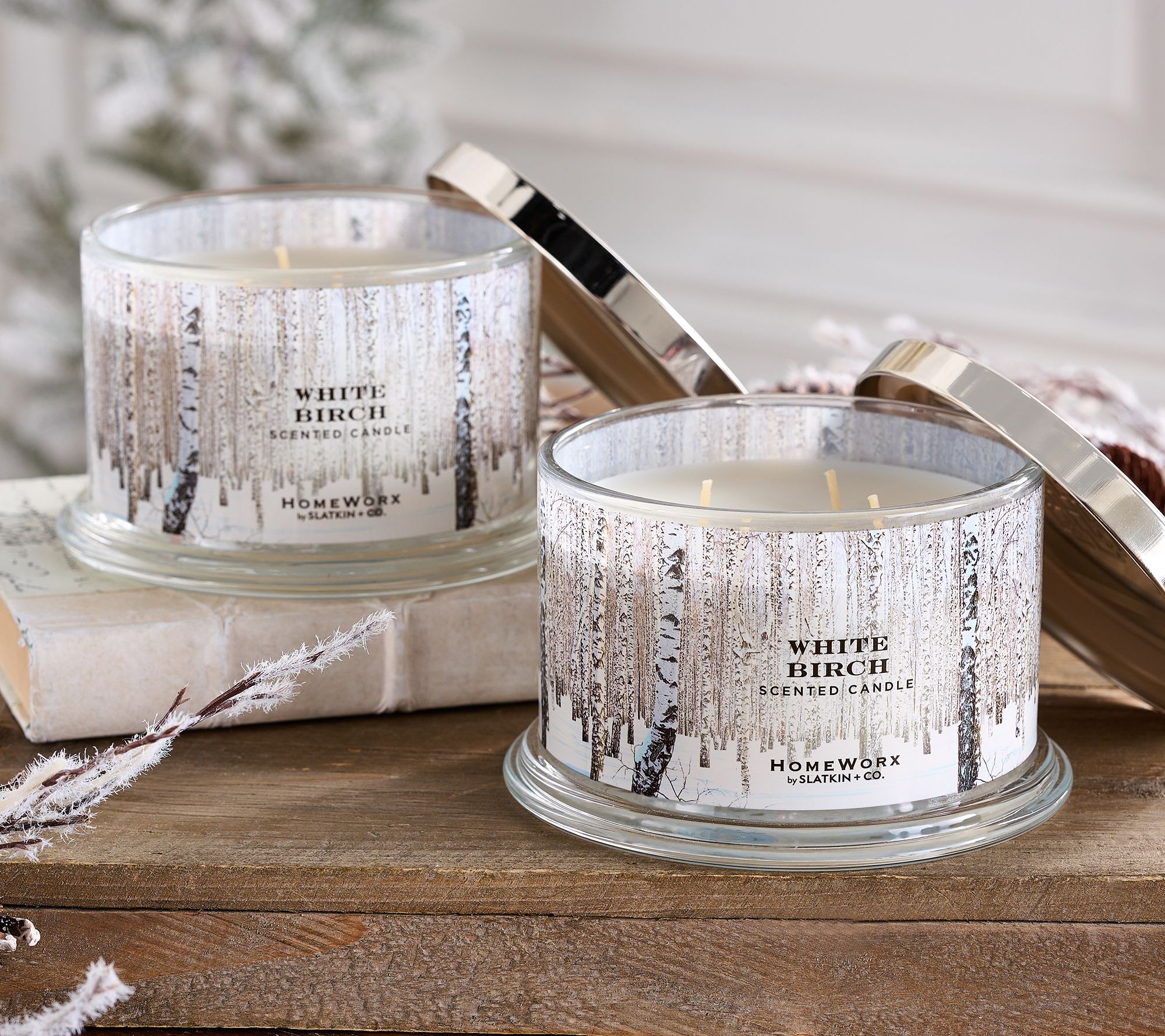 As Is HomeWorx by Slatkin & Co. S/2 WhiteBirch Candles