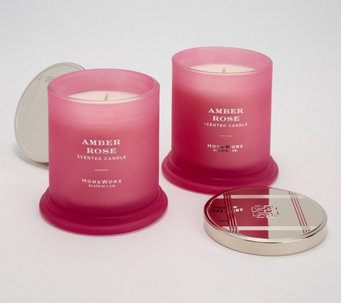 HomeWorx by Slatkin & Co. Set of 2 Amber Rose 8oz. Candles