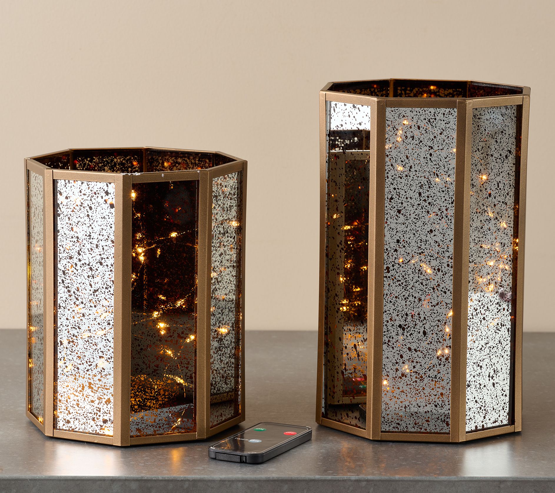 "As Is" Home Reflections Small & Large Mercury Lantern w/ Fairy Lights