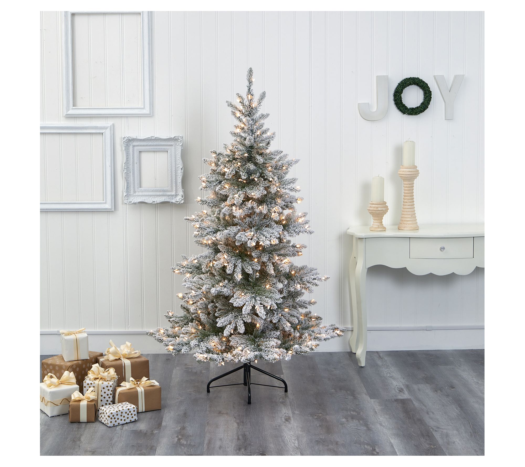 Nearly Natural 7' Flocked West Virginia Faux Christmas Tree - QVC.com