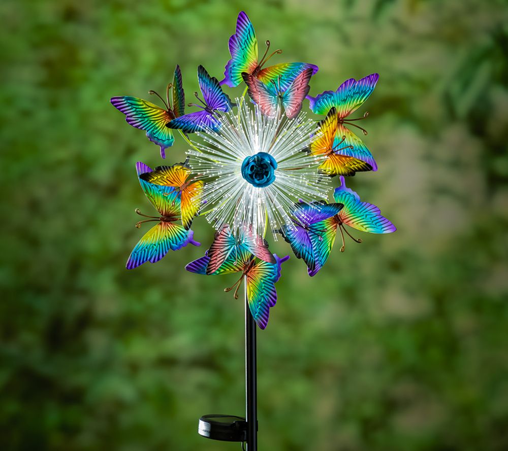 Evergreen Solar Fiber Optic Butterfly Wind Spinner