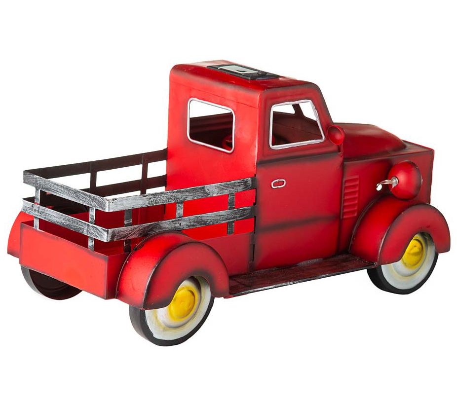 Plow & Hearth Red Vintage Style Solar Pickup Tr uck Planter - QVC.com