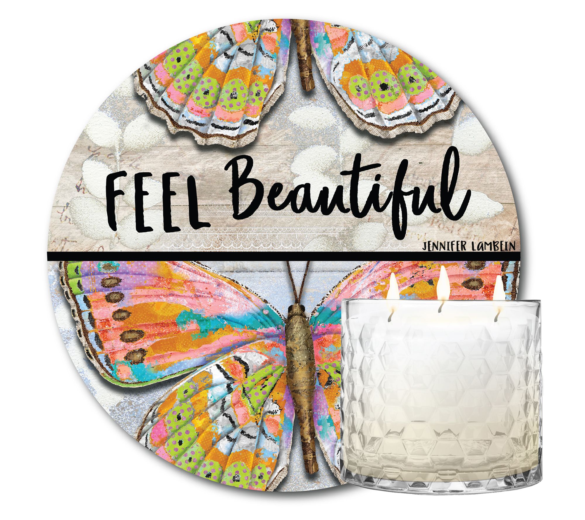 Courtside Market Beautiful Butterfly Soy Wax Candle & Artboard