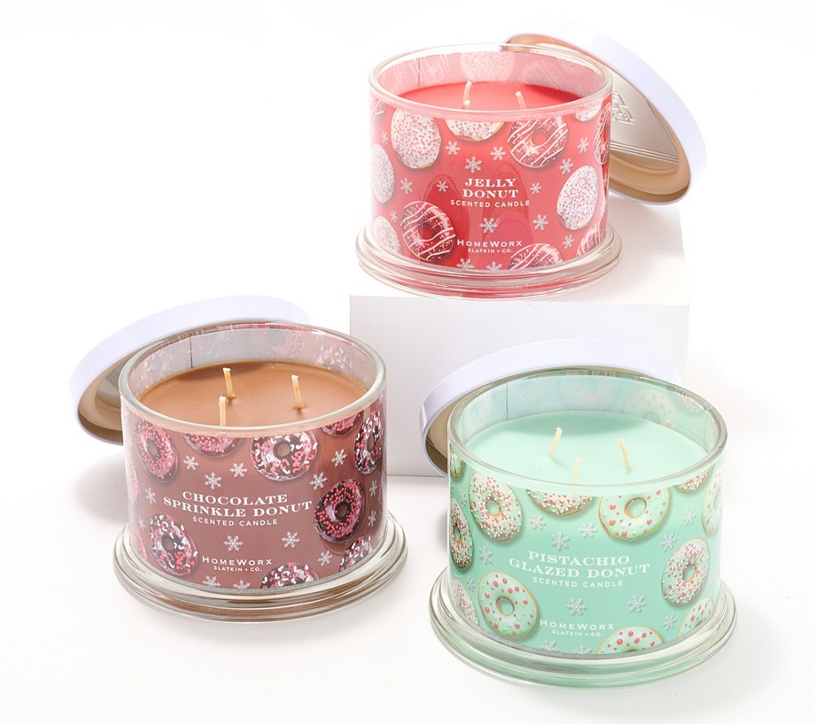 HomeWorx by Slatkin + Co. S/3 14oz Donut Shoppe Candles