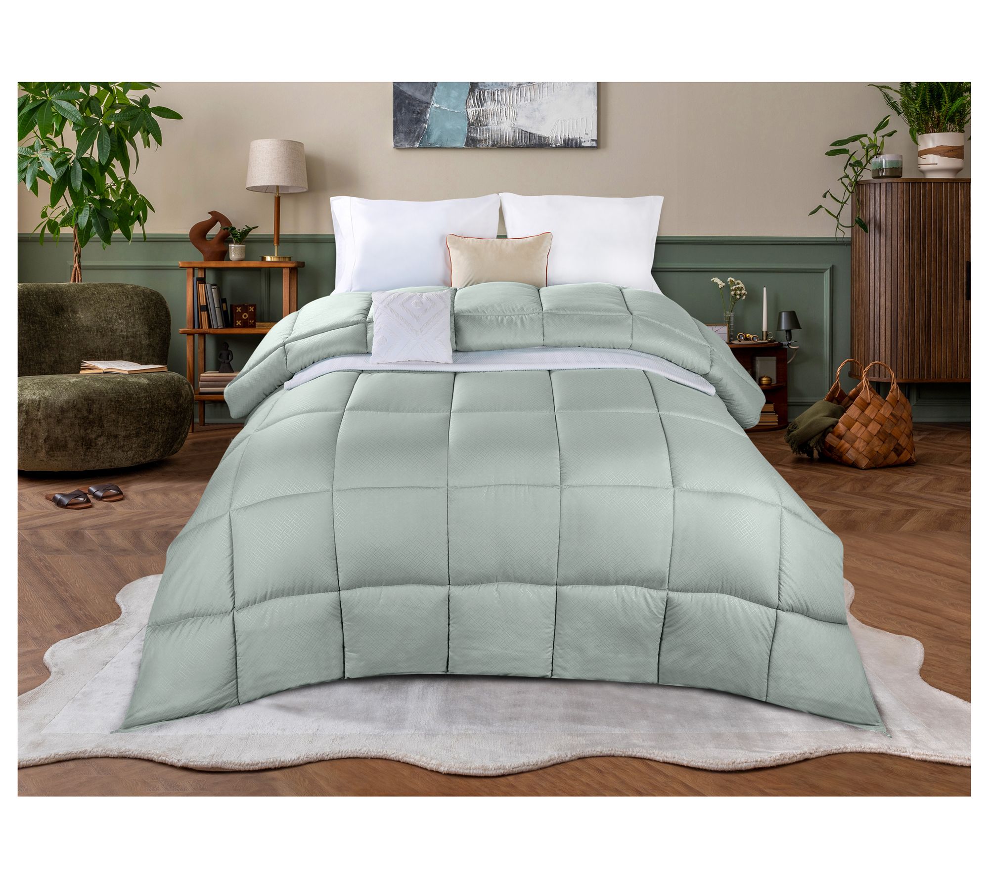 Superior Monochrome Basket weave Comforter, Full/Queen