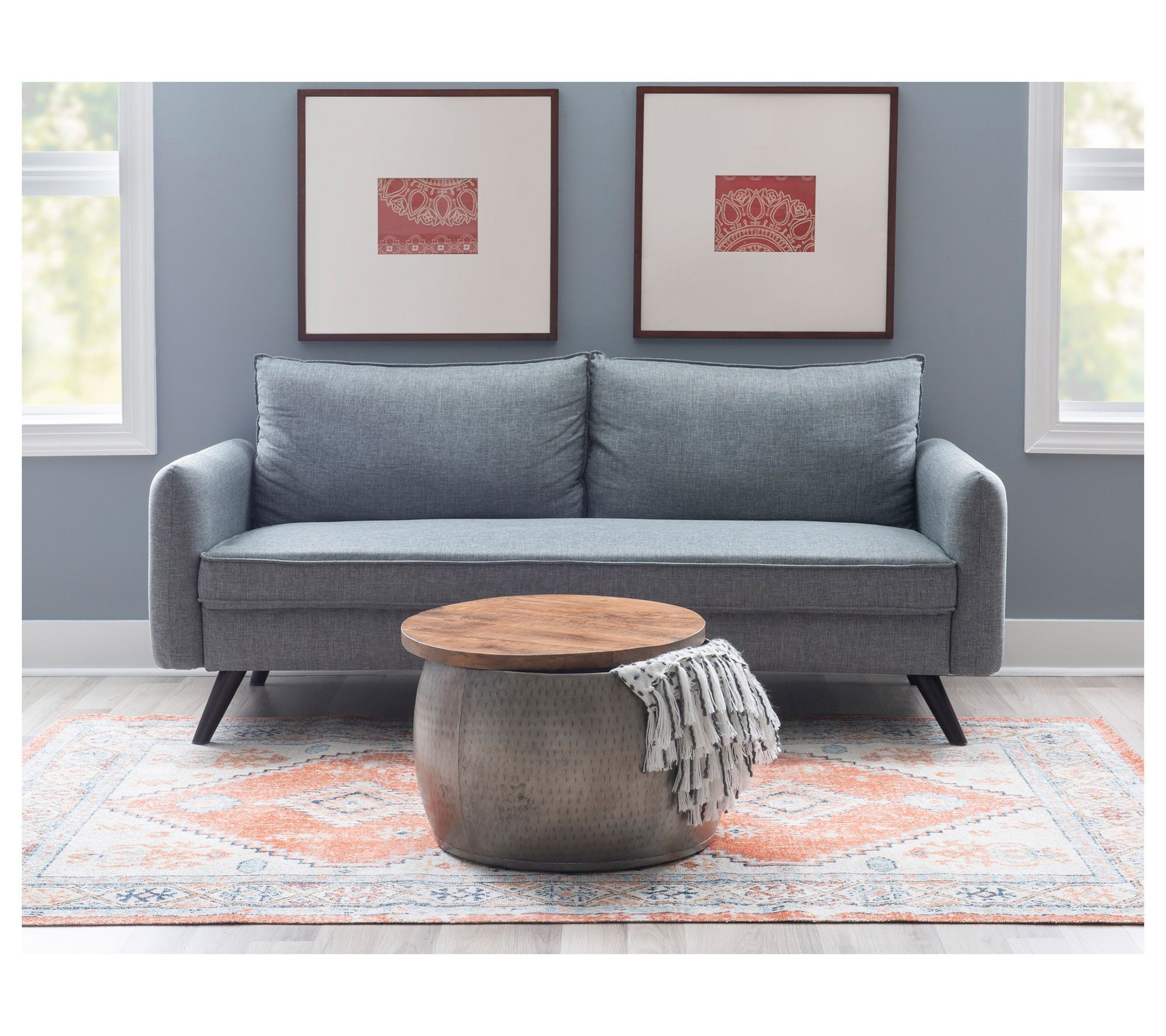 Linon Home Deco r Massey Small Storage Drum wi th Lid