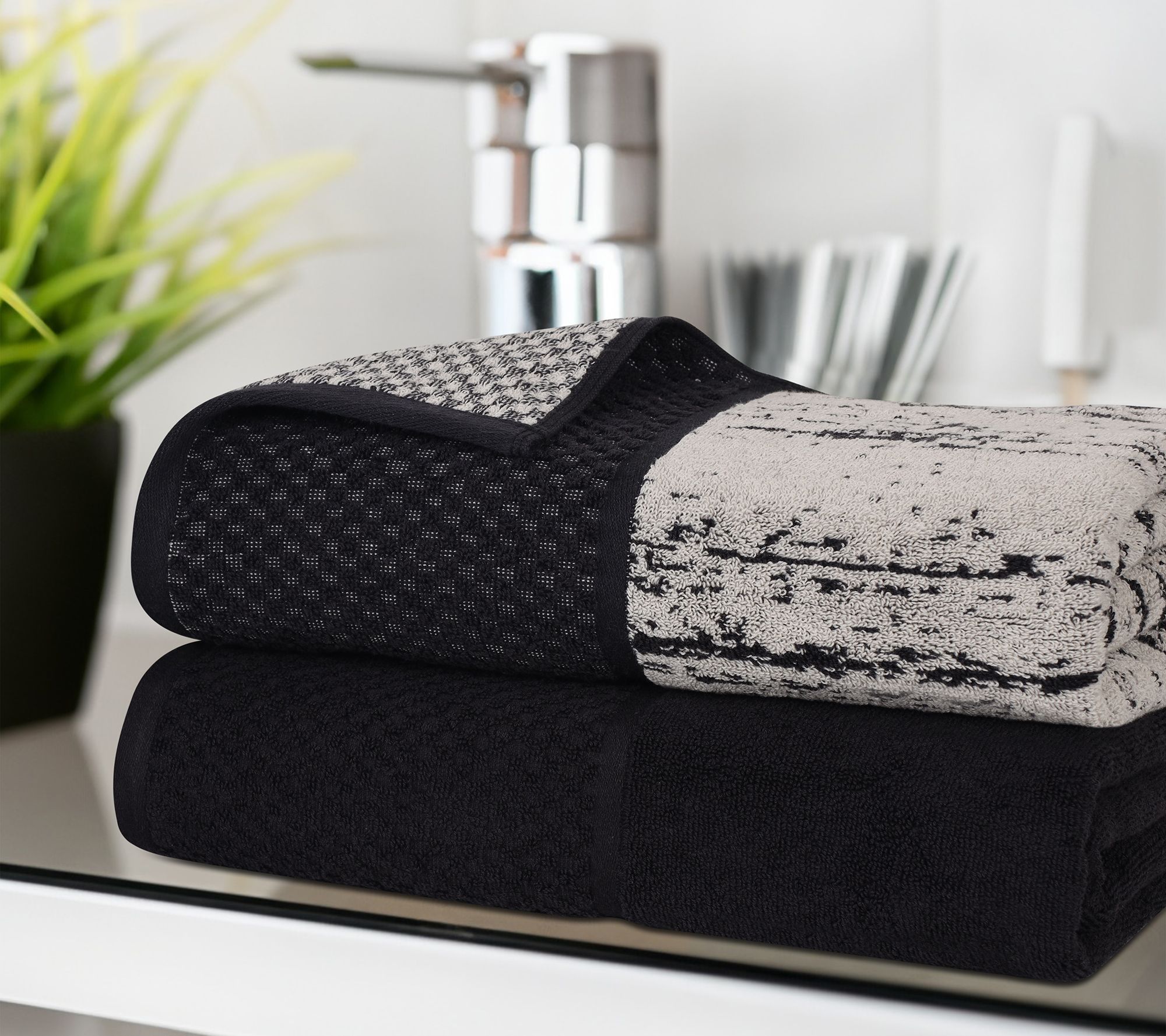 Superior Cotton Soft Absorbent Two Toned Bath Sheet Set of 2