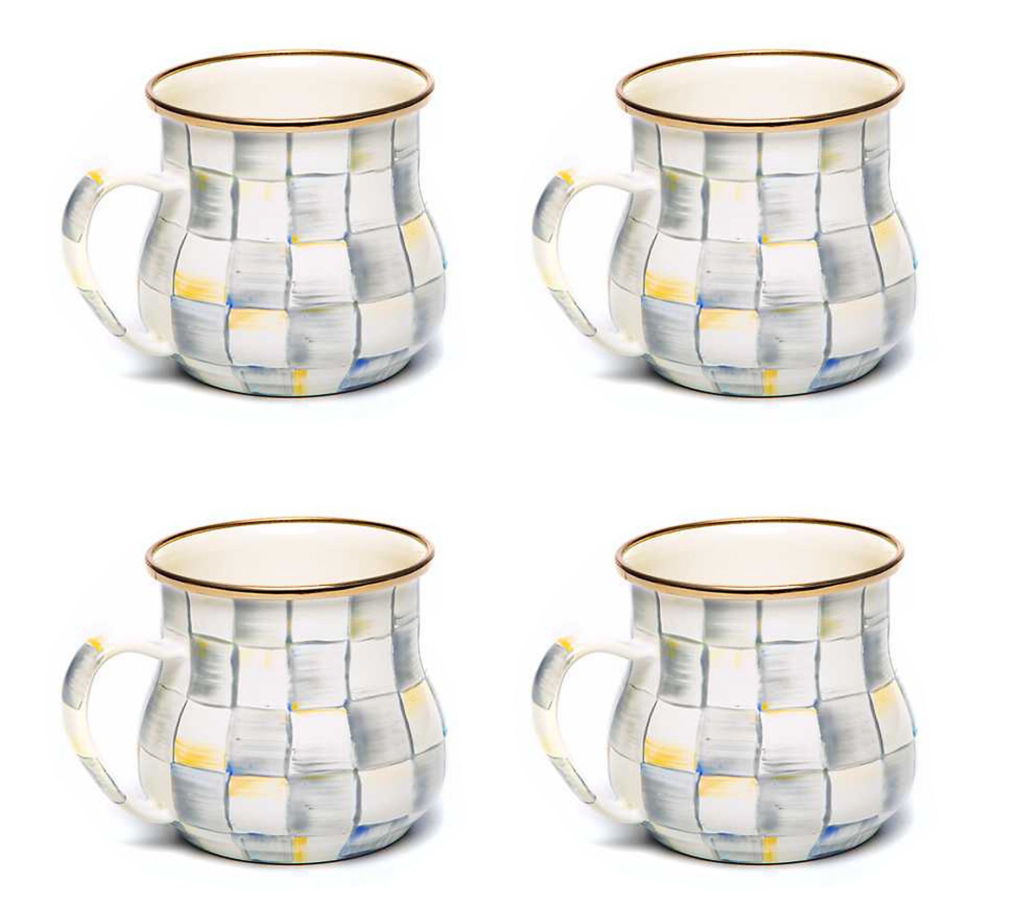 "As Is" Mackenzie- Childs Set of 4 Enamel Mugs