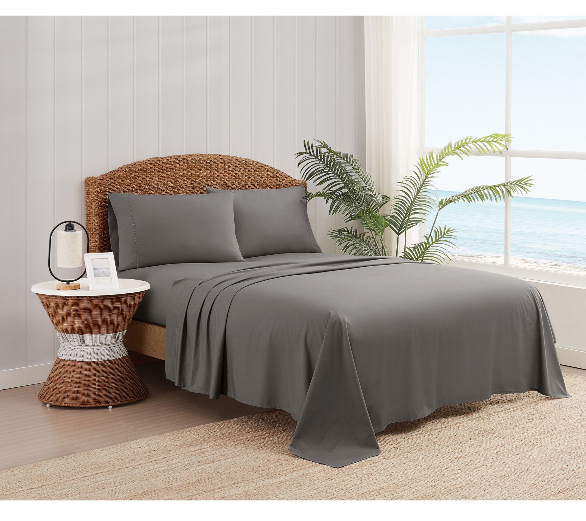 Oceanfront Resort Solid Percale 5 Piece Split King Sheet Set