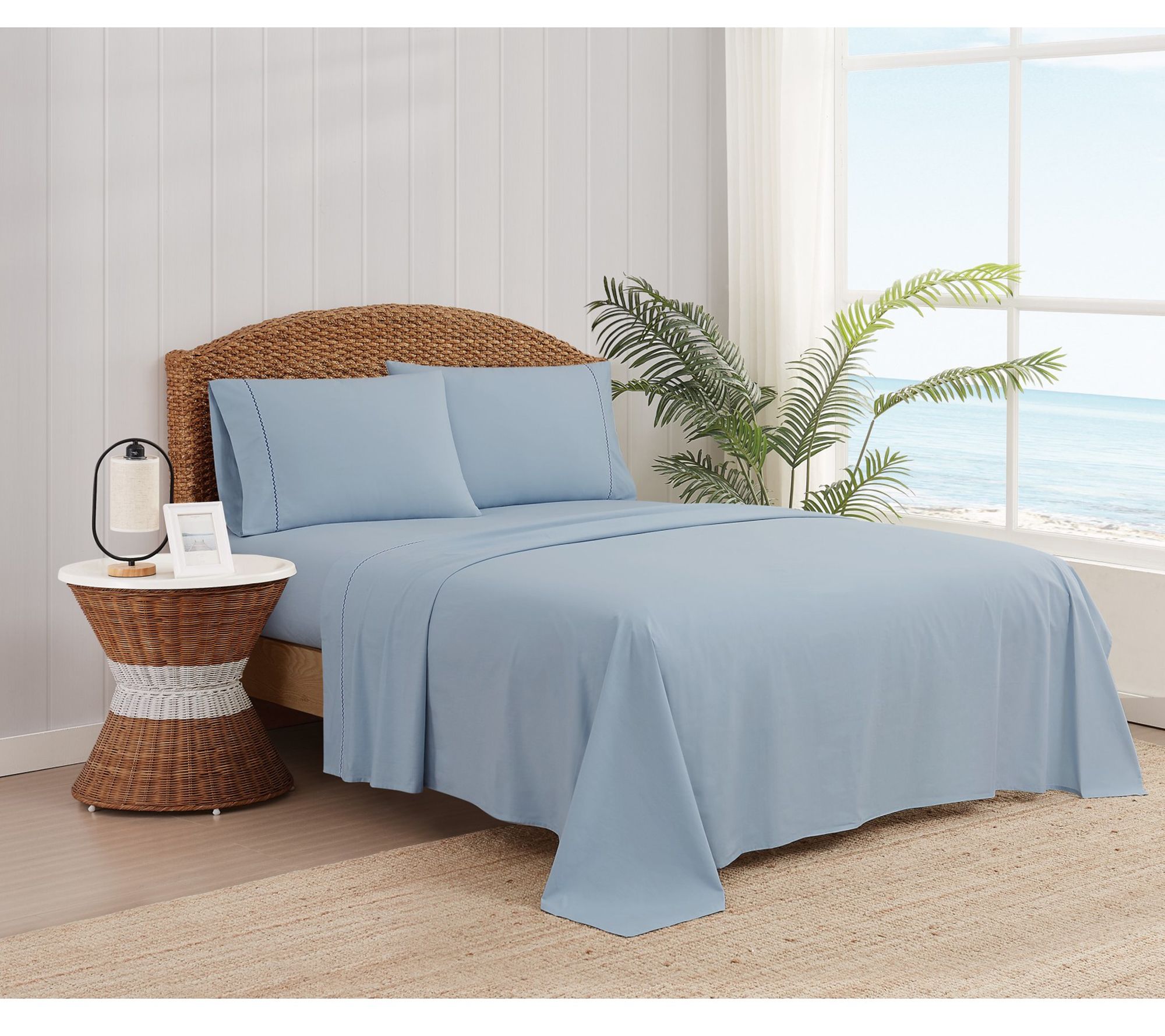 Oceanfront Resort Solid Percale 5 Piece Split King Sheet Set