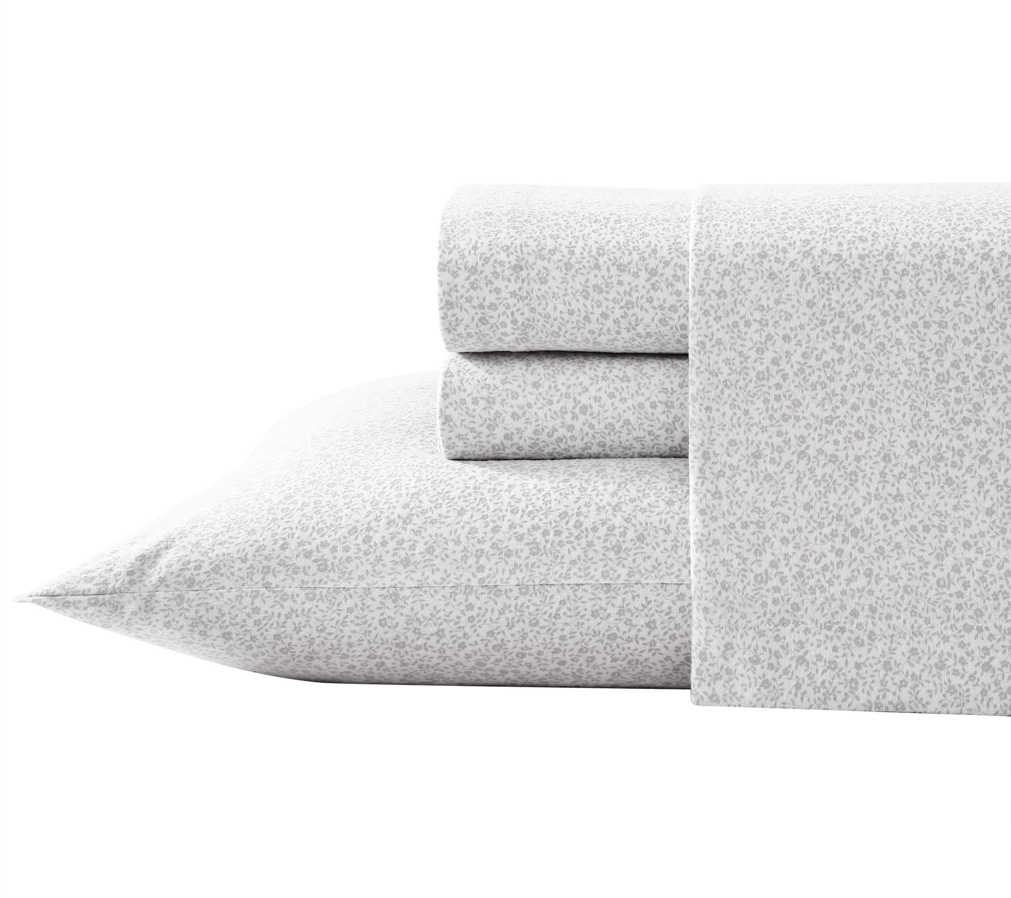 Laura Ashley Chelsie Vine Grey Twin Flannel  Sheet Set