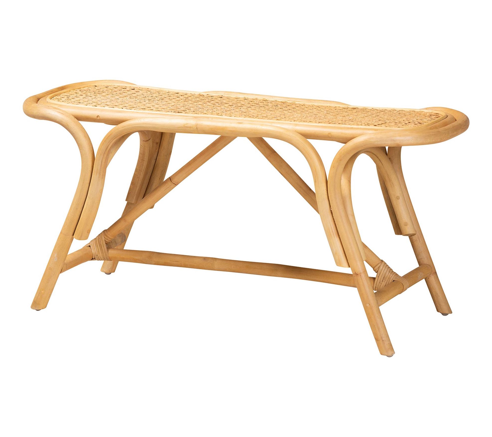 bali & pari Septa Natural Brown Rattan Accent Bench