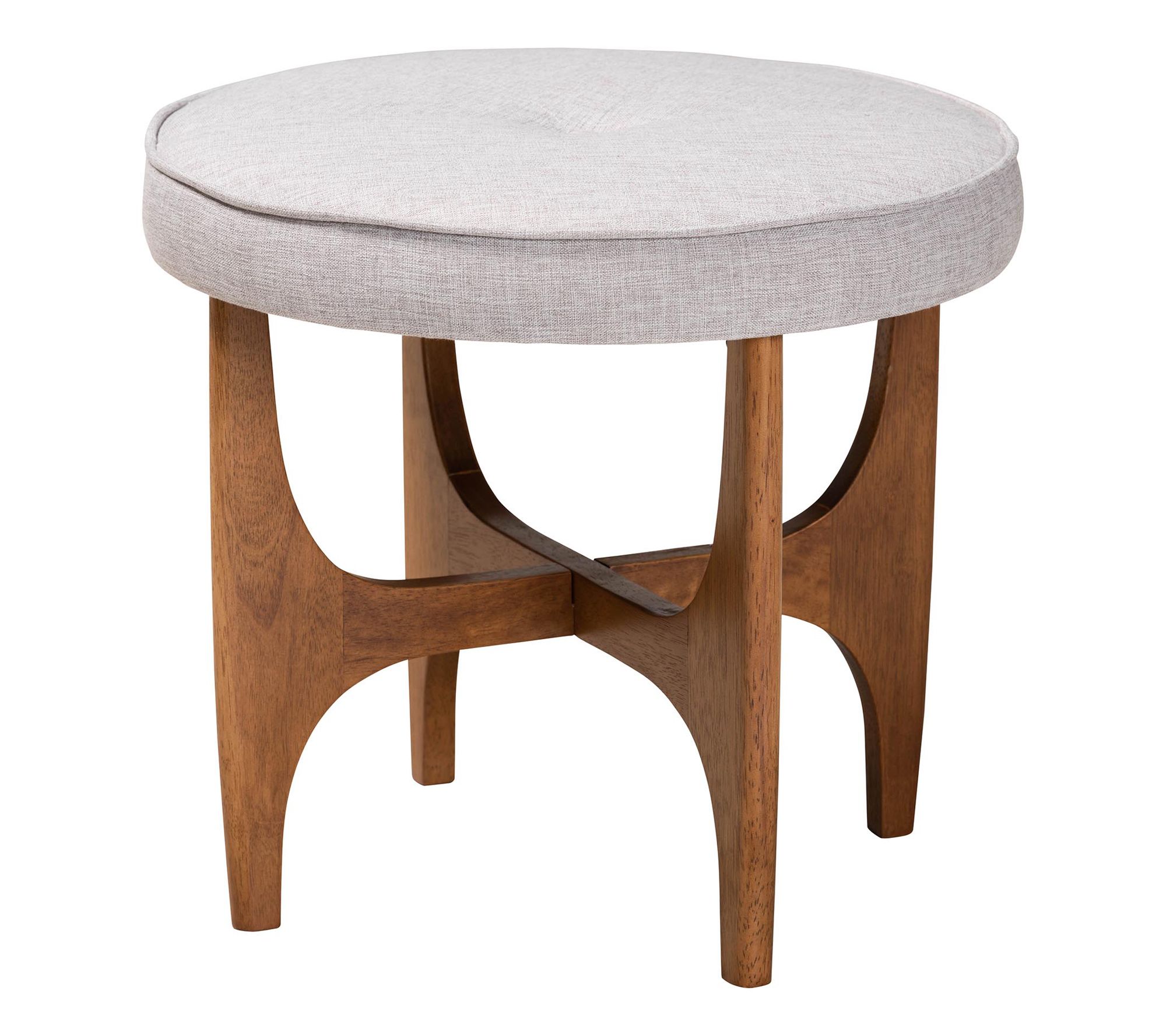 Baxton Studio Theo Fabric and Wood Ottoman Footstool