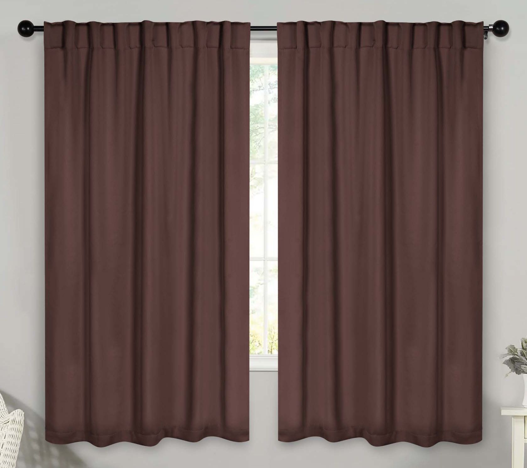Superior Solid Room Darkening Curtains & Back Tabs Set, 42x63