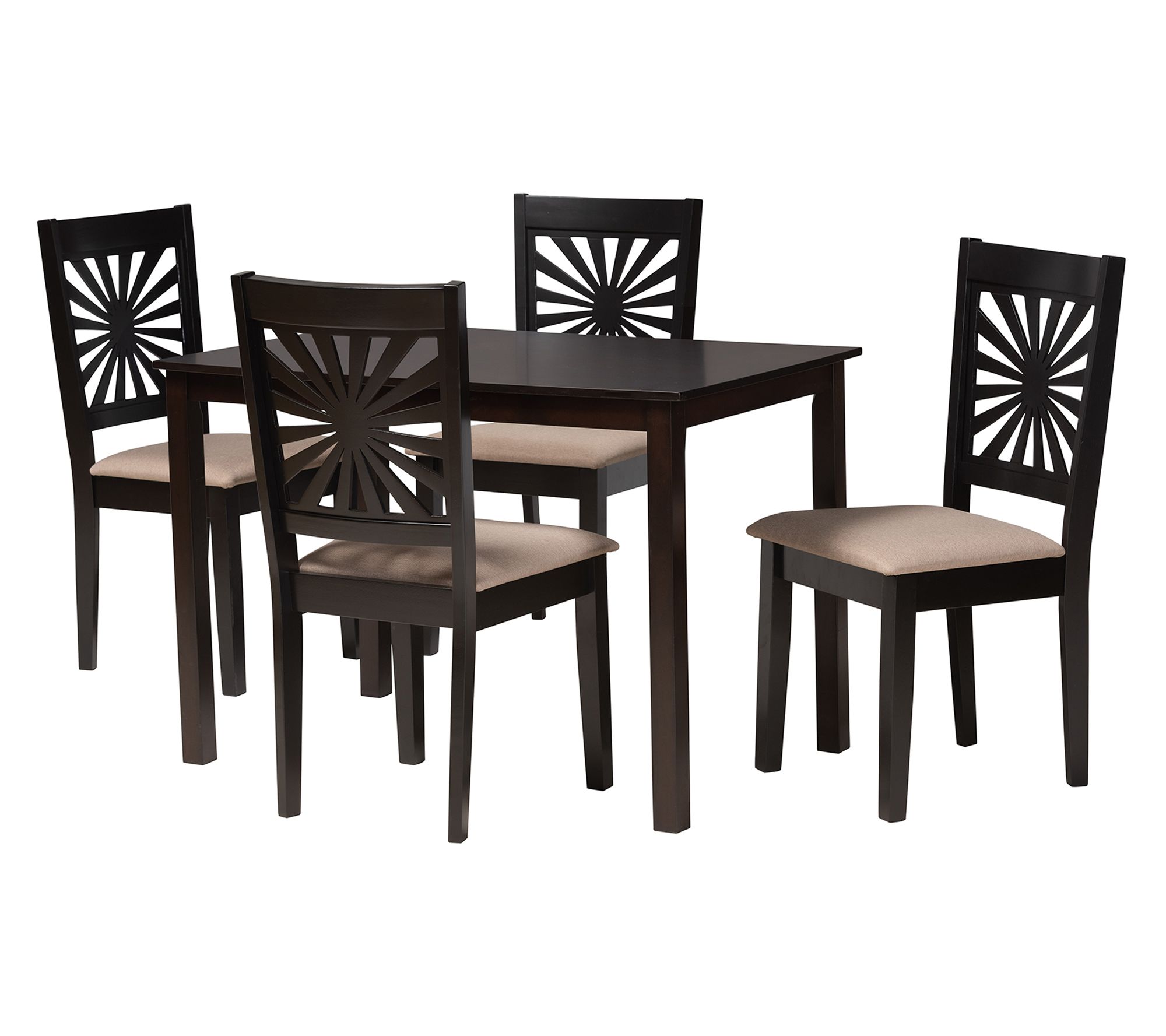 Baxton Studio Olympia Fabric and Wood 5-Piece Dining Set