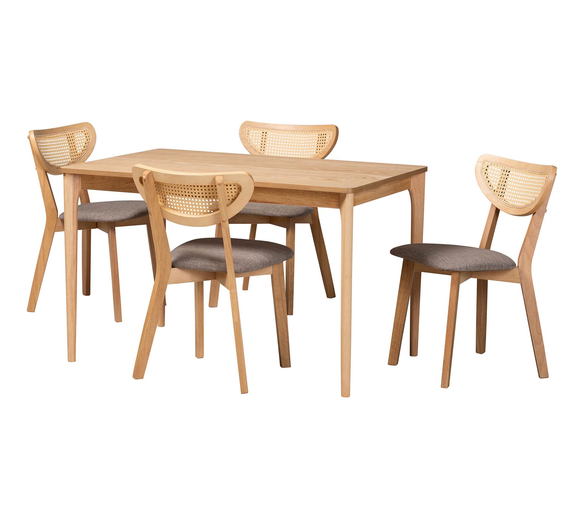Baxton Studio Dannell Fabric and Wood 5-Piece Dining Set