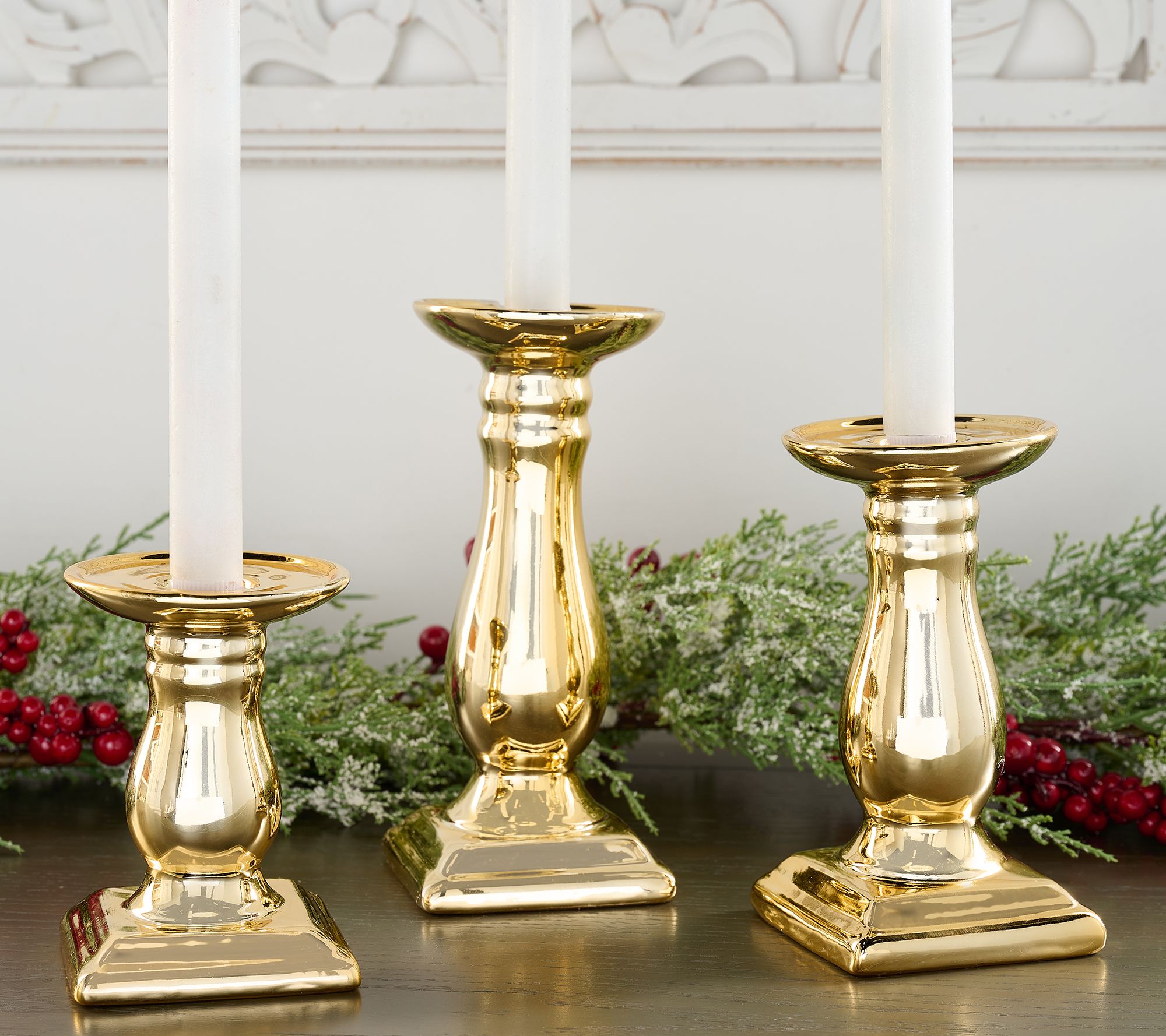 Set of 3 Flippable Metallic Pedestals by Valerie