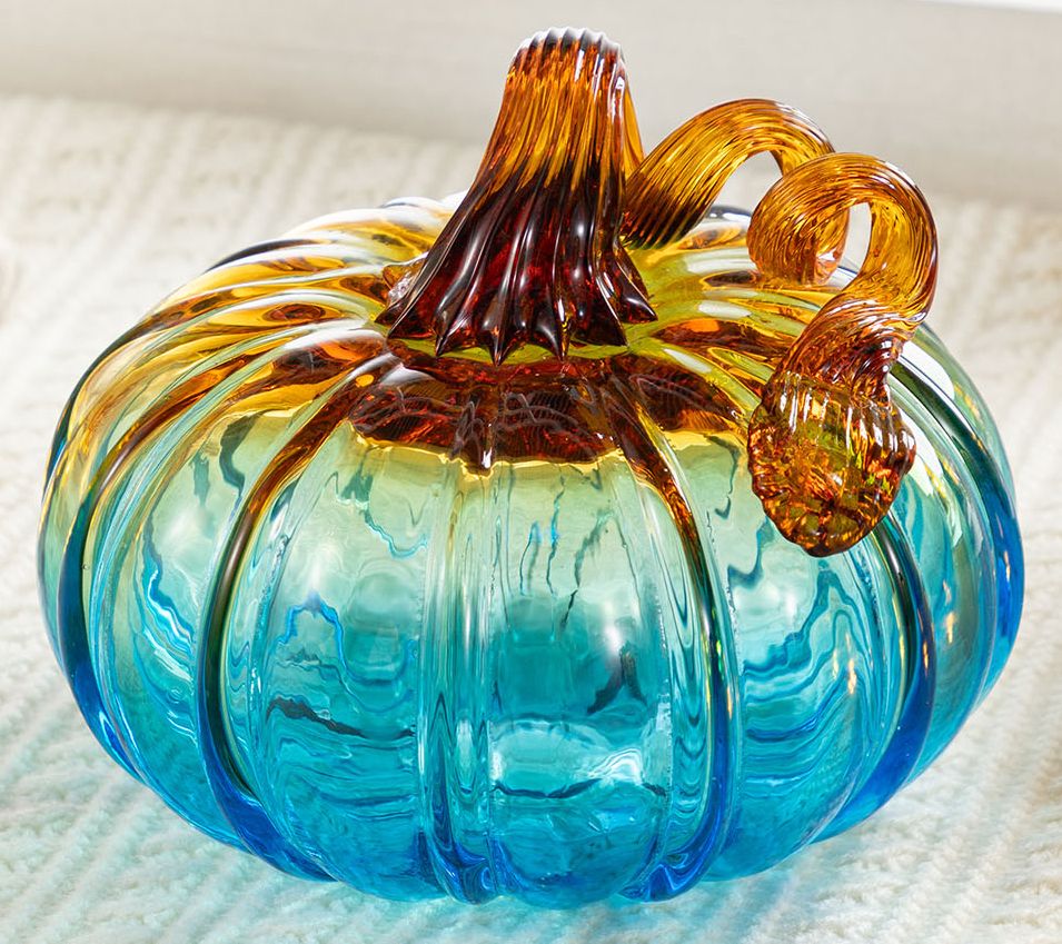 Glitzhome 6" Gradient Glass Halloween Harvest Pumpkin