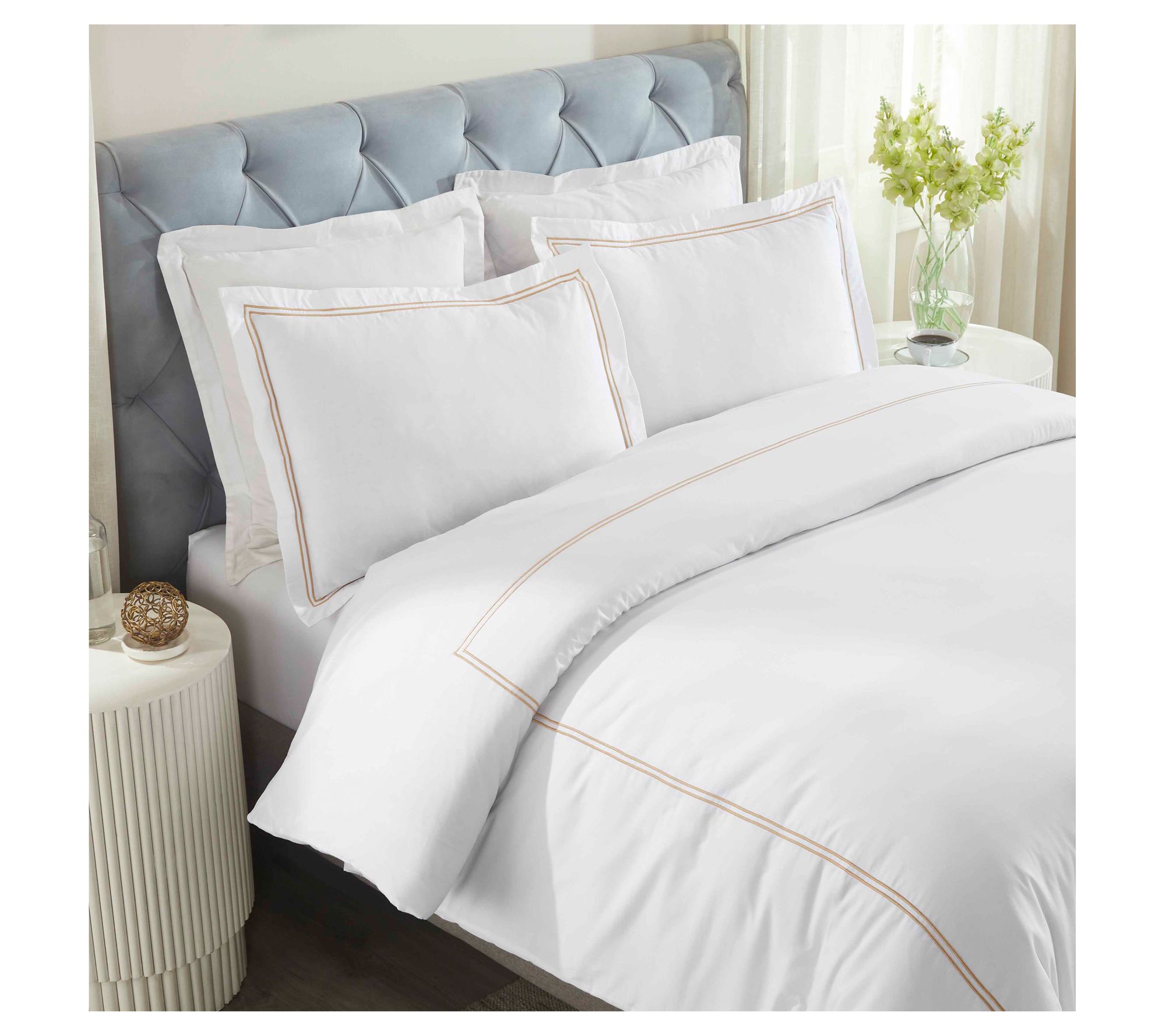Superior Fieldstone Cotton Embroidered Duvet Cover Set-Full/Q