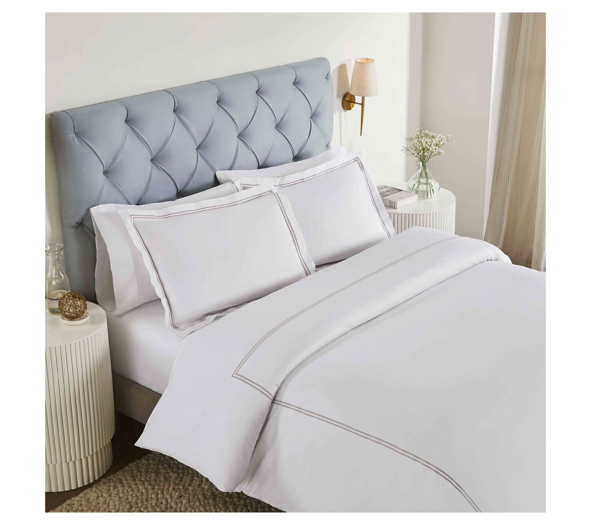Superior Fieldstone Cotton Embroidered Duvet Cover Set-Full/Q