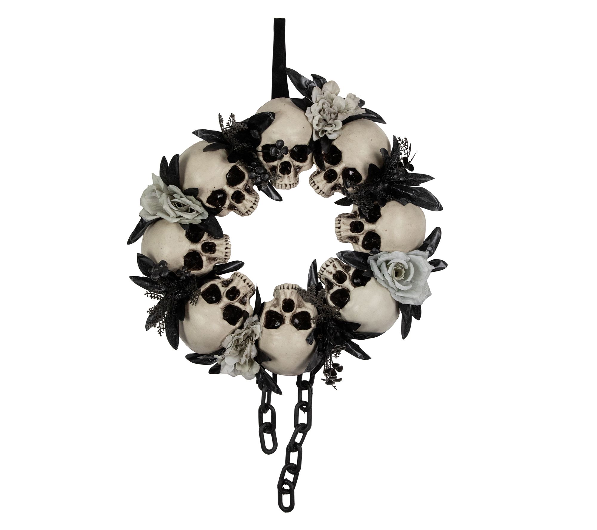 Northlight Skulls and Chains Halloween Wreath 1" Unlit