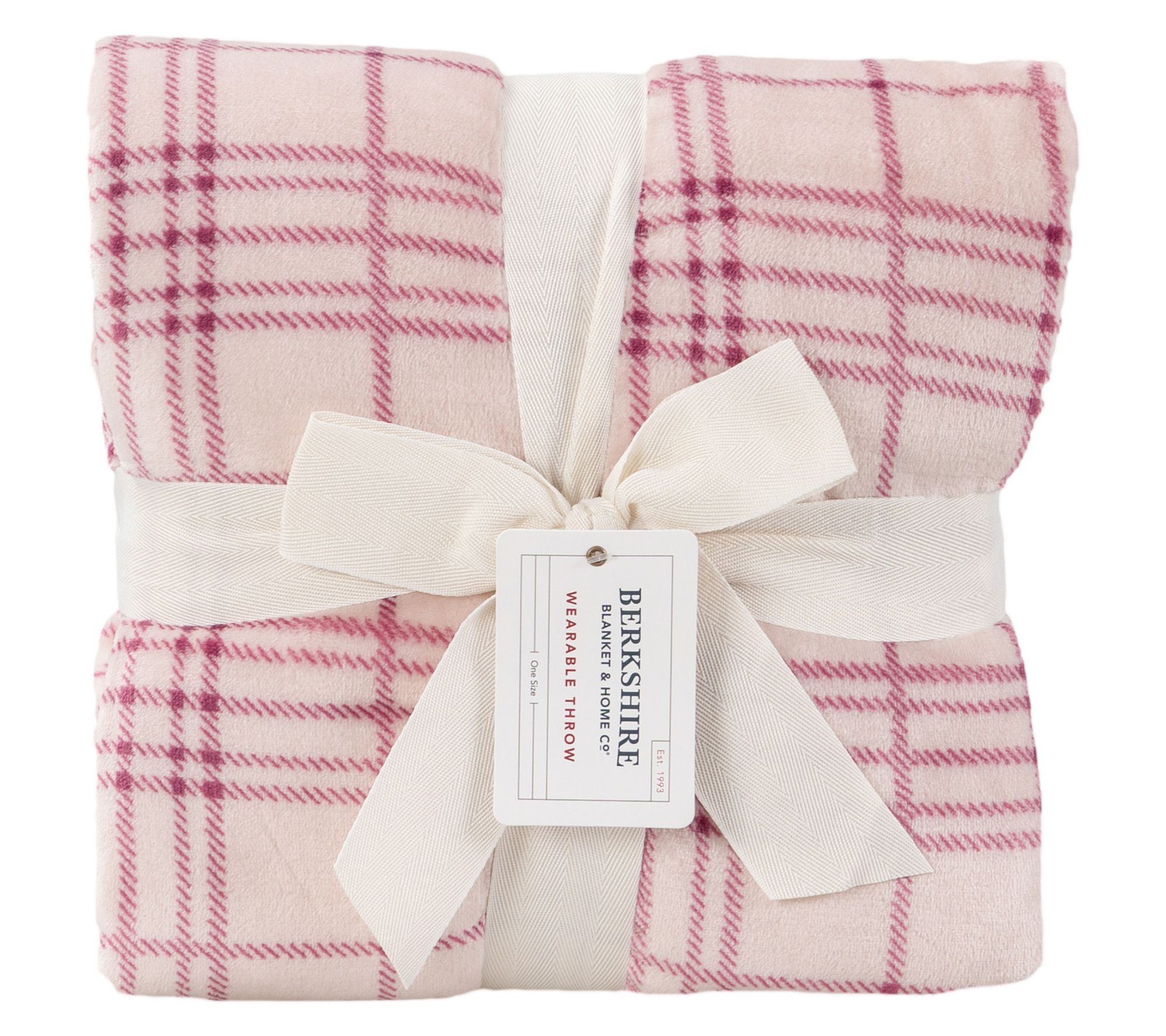 Berkshire Rawlings Plaid Velvetsoft Plush Wearable Throw - QVC.com, image size:2000x1778