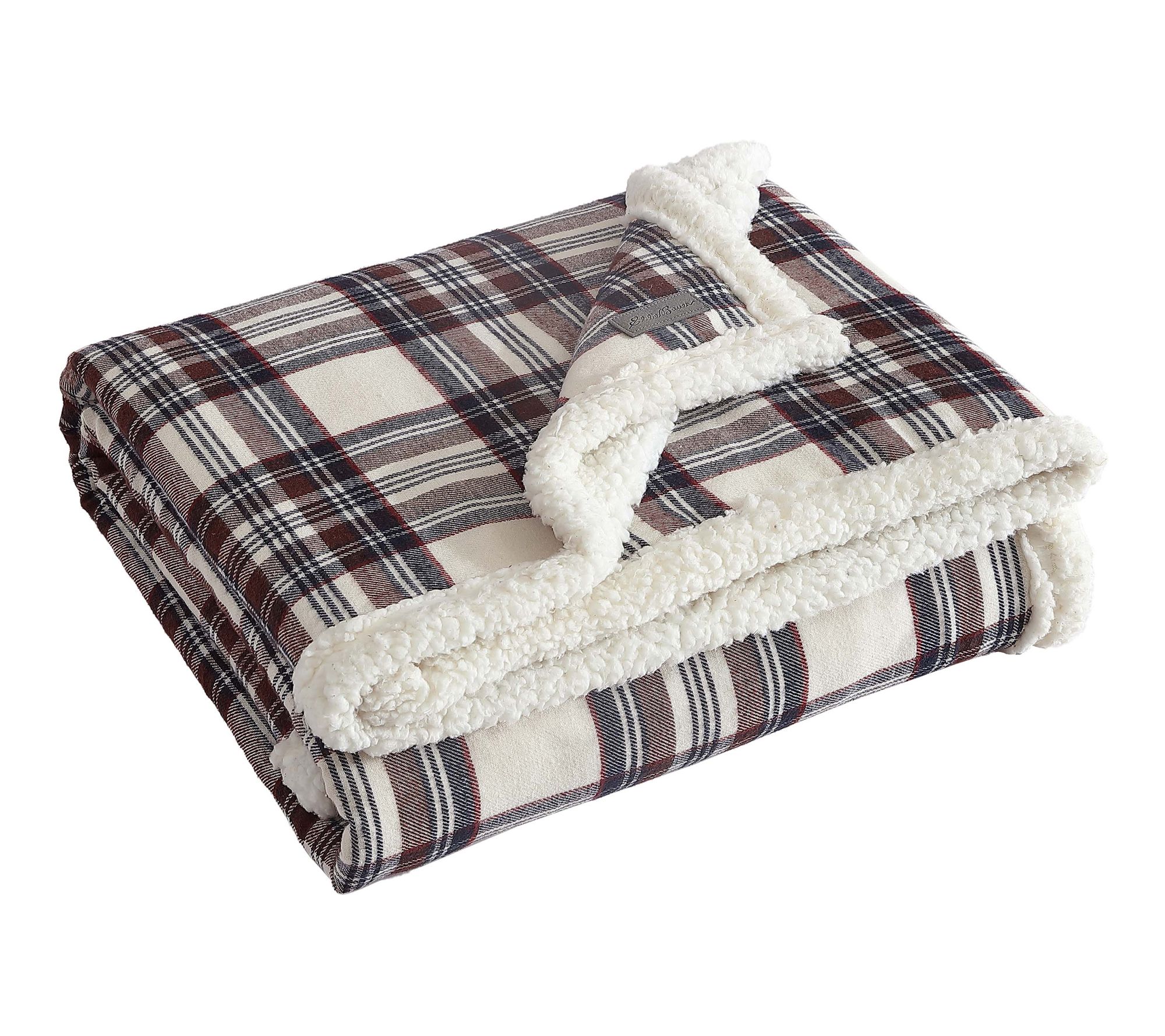 Eddie Bauer Flannel Sherpa Grey Cotton-Blend 50"X60" Throw