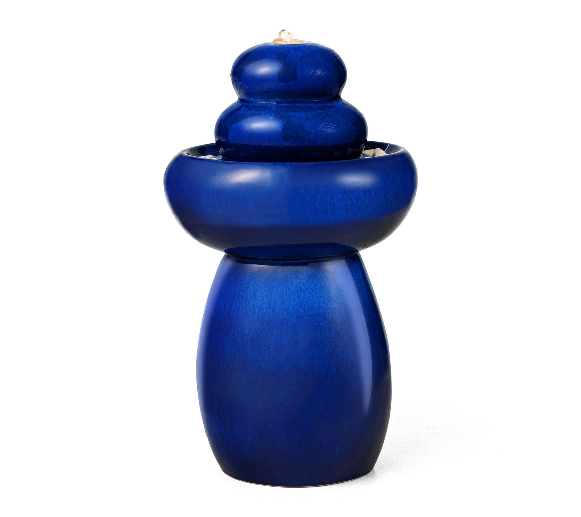 Glitzhome 22"H Zen-Style Cobalt Pebbles OutdoorCeramic Founta