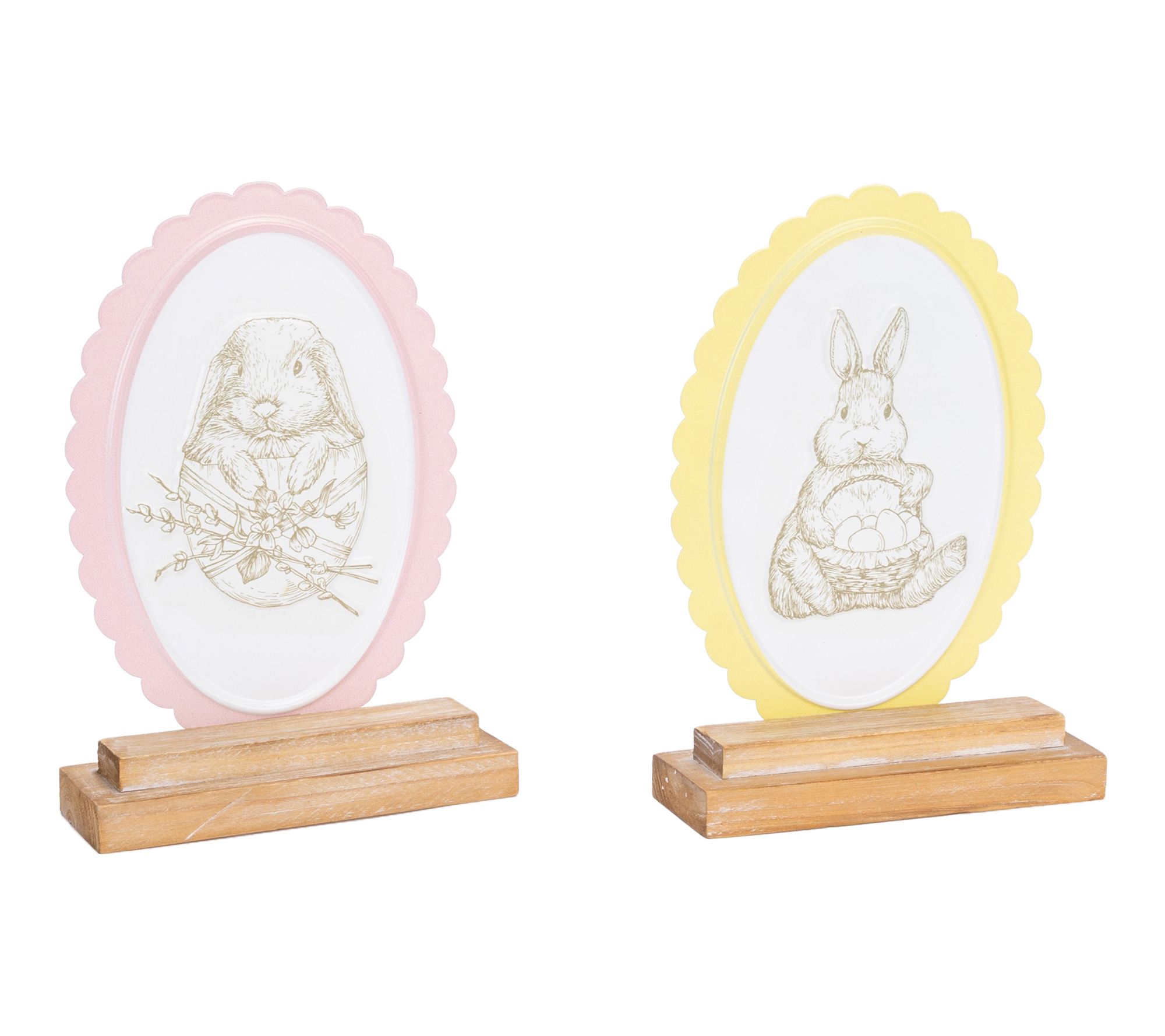 Melrose International Embossed Bunny  Decor (Set of 2)