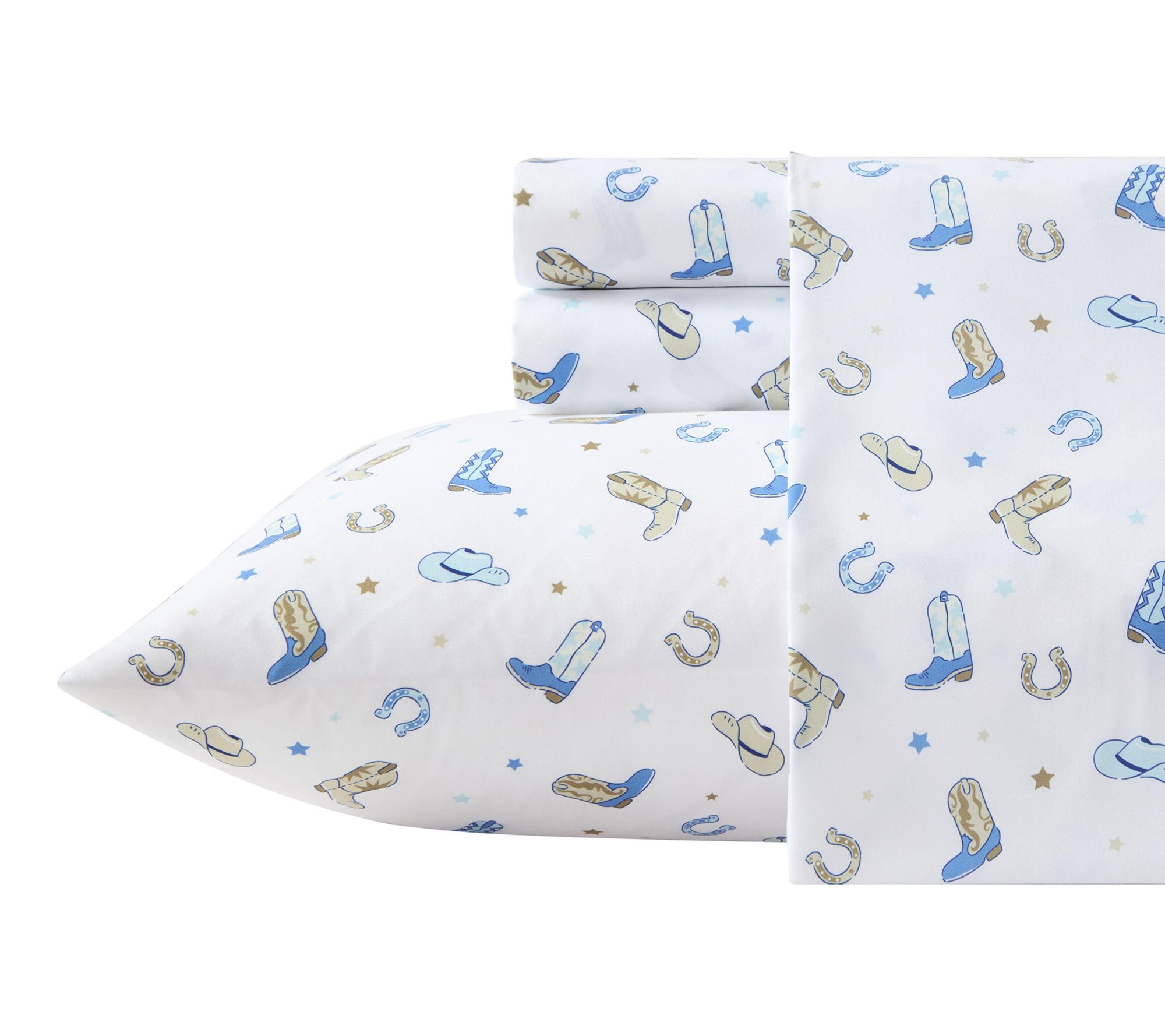 Wrangler Rodeo Star White/Blue Microfiber Twi n Sheet Set