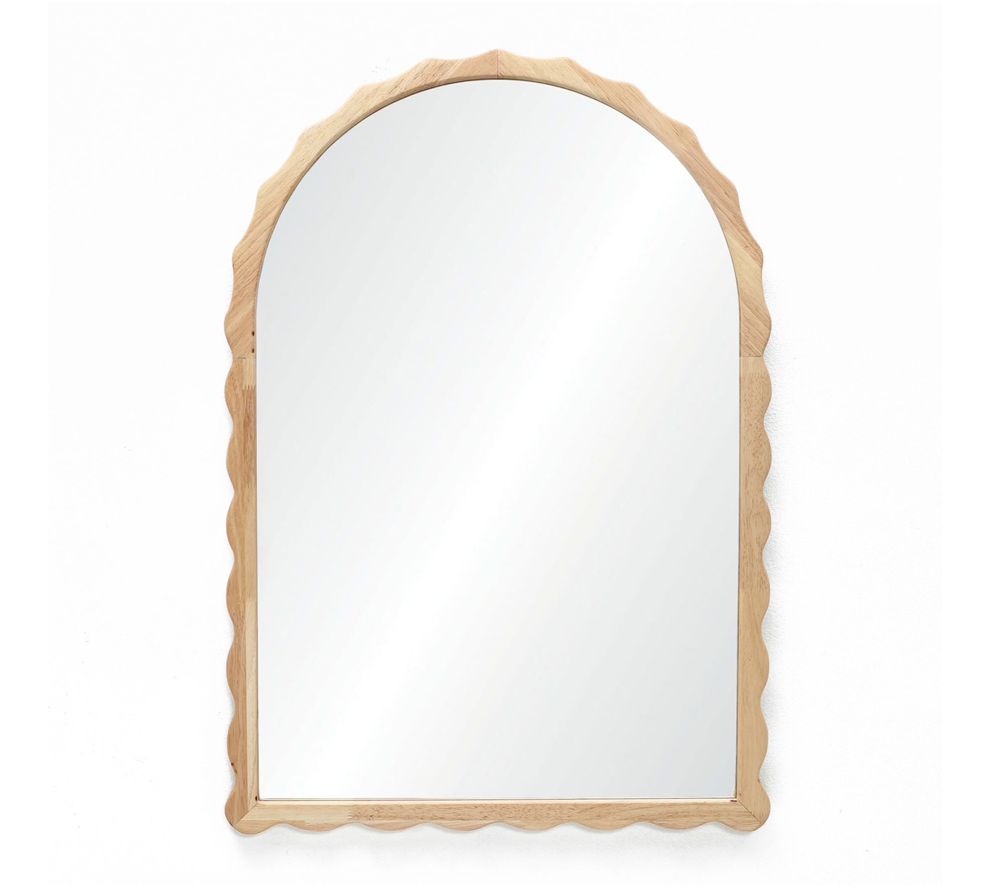 LuxenHome Arch Rubberwood Scalloped 34"H x 23.6"W Wall Mirror