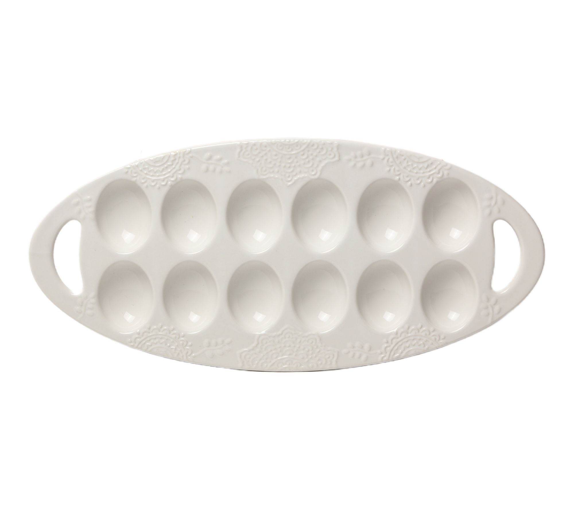 "As Is" Temp-tations 12-Count Egg Serving Tray with Handles