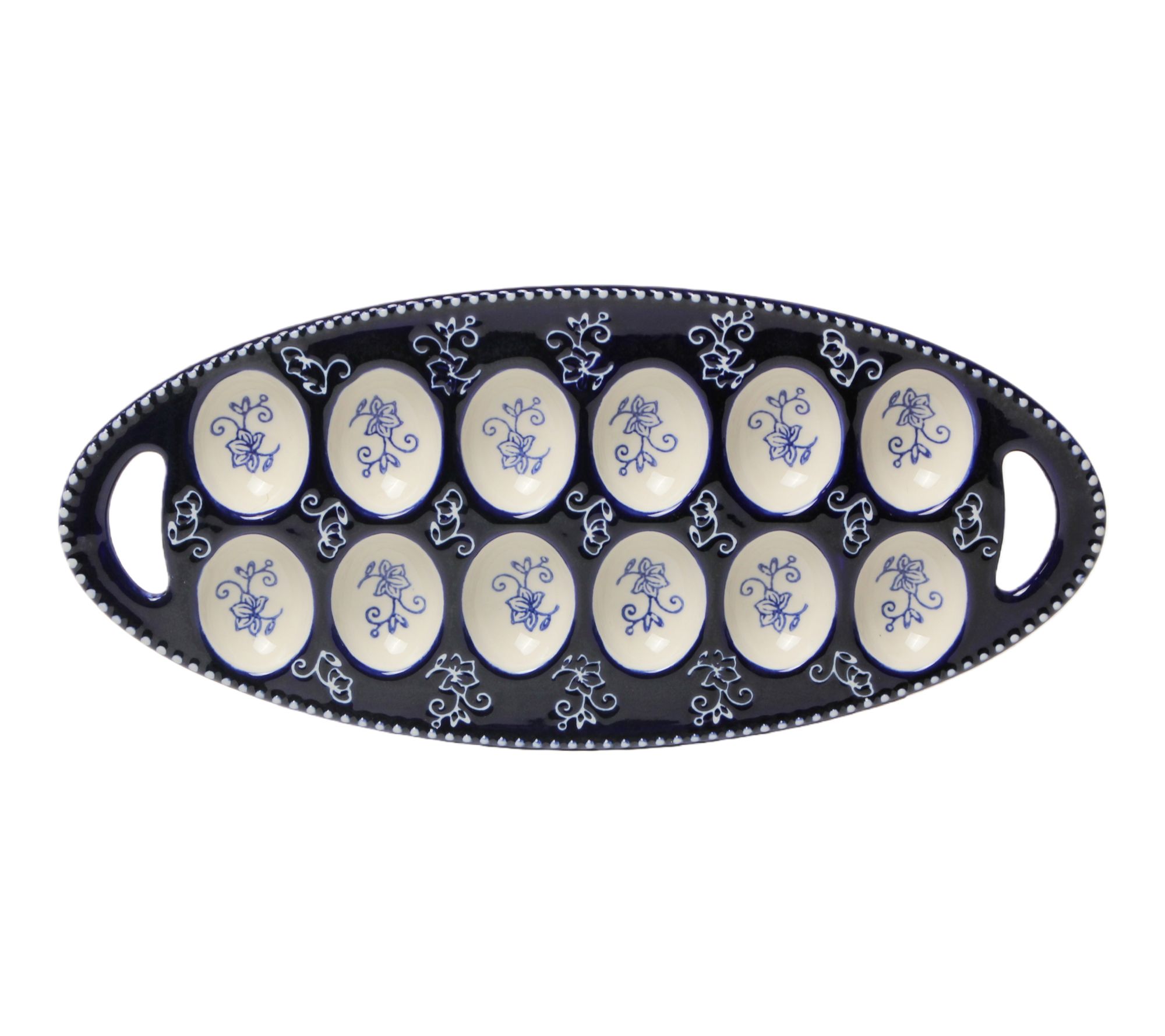 "As Is" Temp-tations 12-Count Egg Serving Tray with Handles