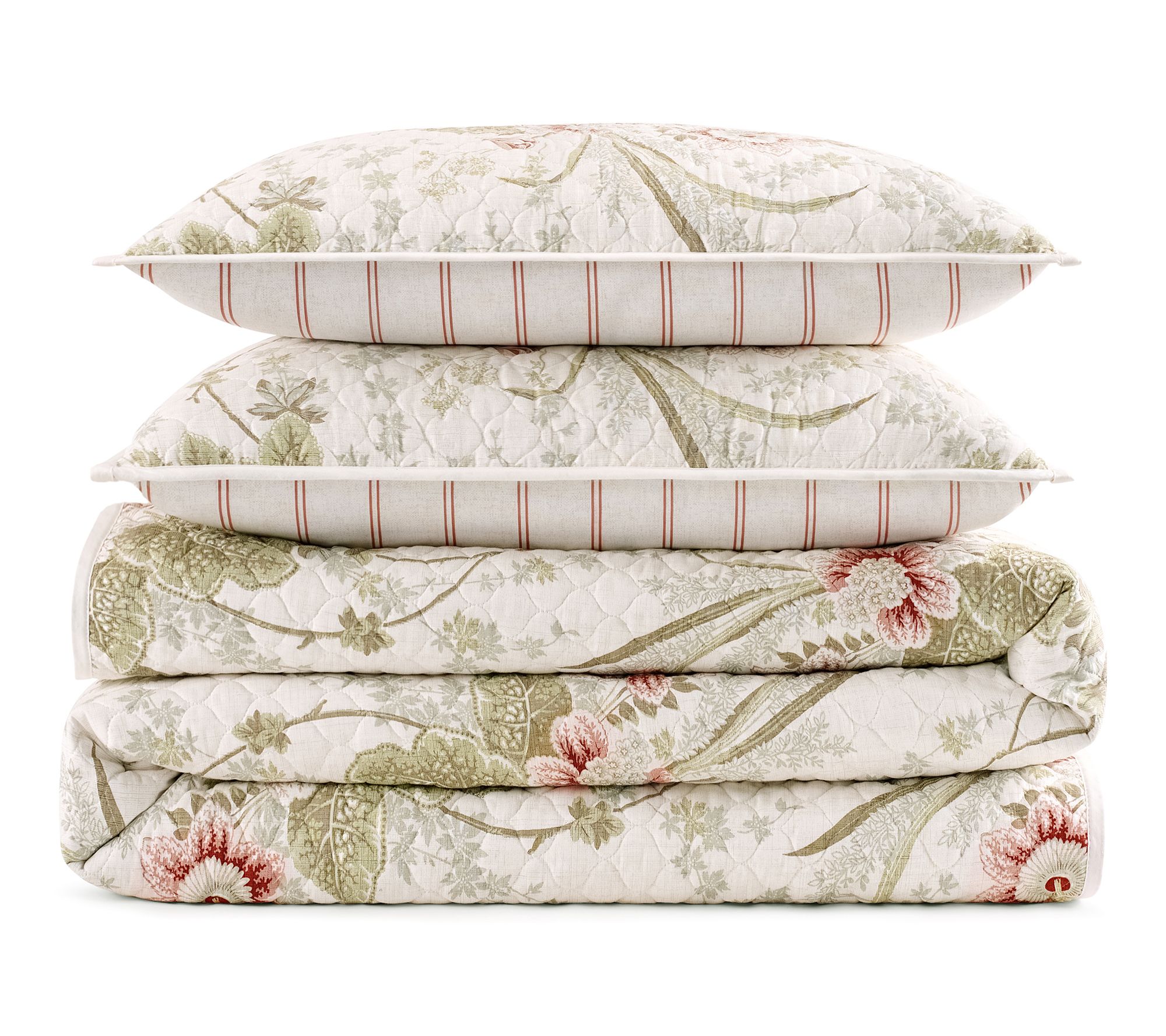 Waverly Stonington 3PC 100% Cotton Quilt Set - King Ivory