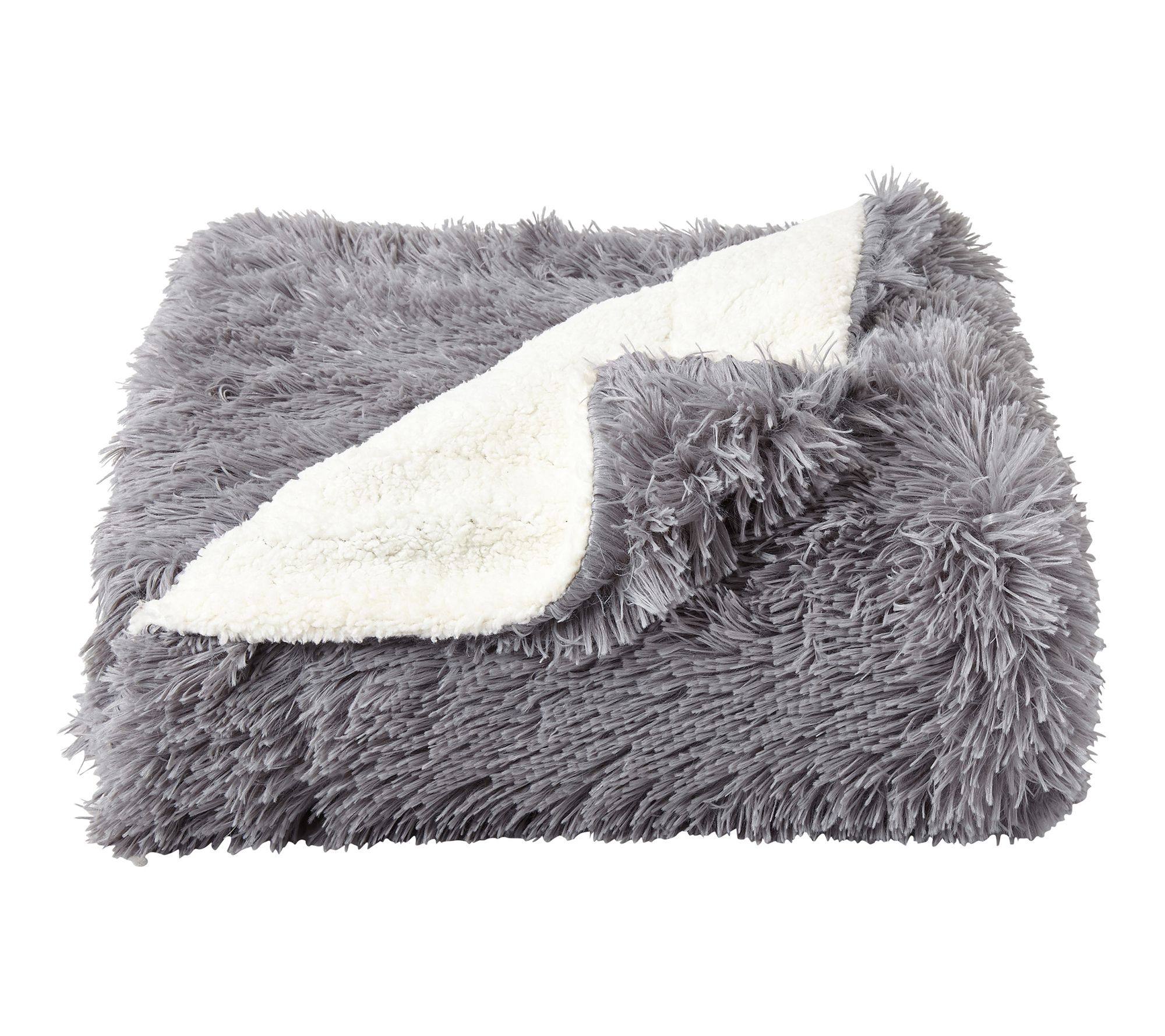 Lavish Home Faux Fur Blanket Long Pile Rabbit Sherpa Back