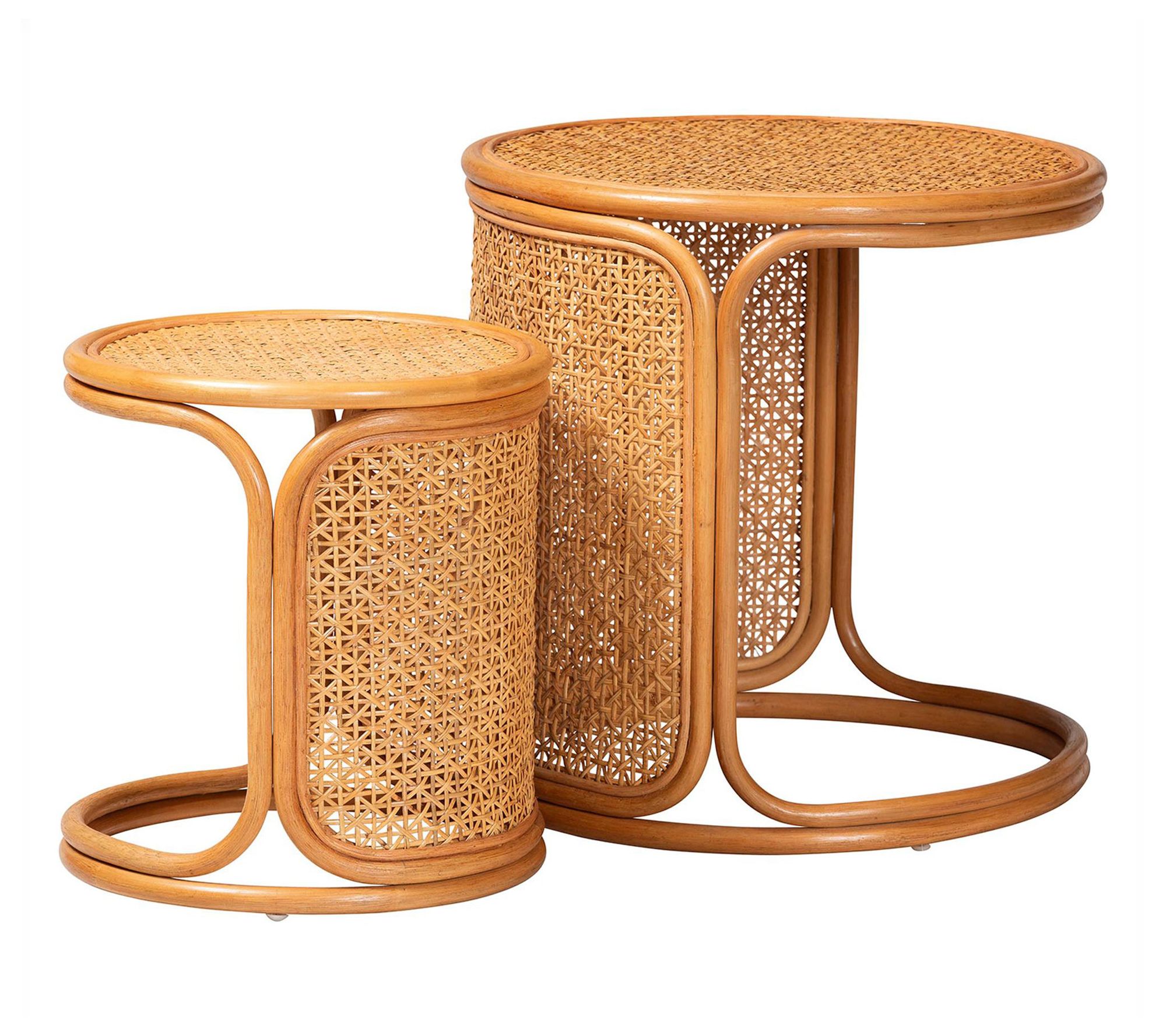 bali & pari Eldon Honey Rattan 2-Piece Nesting End Table Set