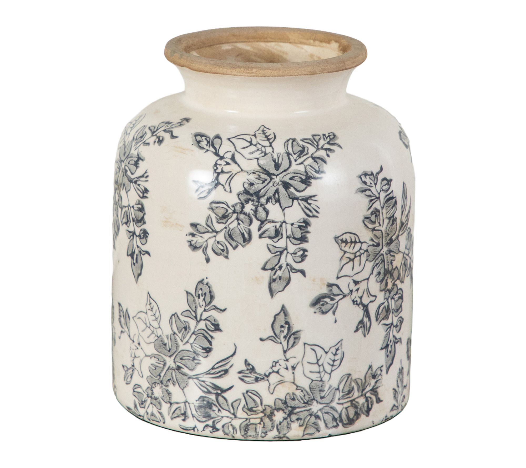 7.5-in Ceramic Flower Blue Print Base by Nearly Natural