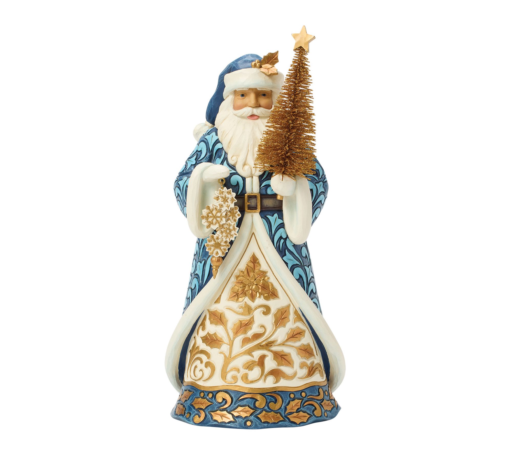 Jim Shore Heartwood Creek Blue & Gold Santa Sisal Figurine 10"