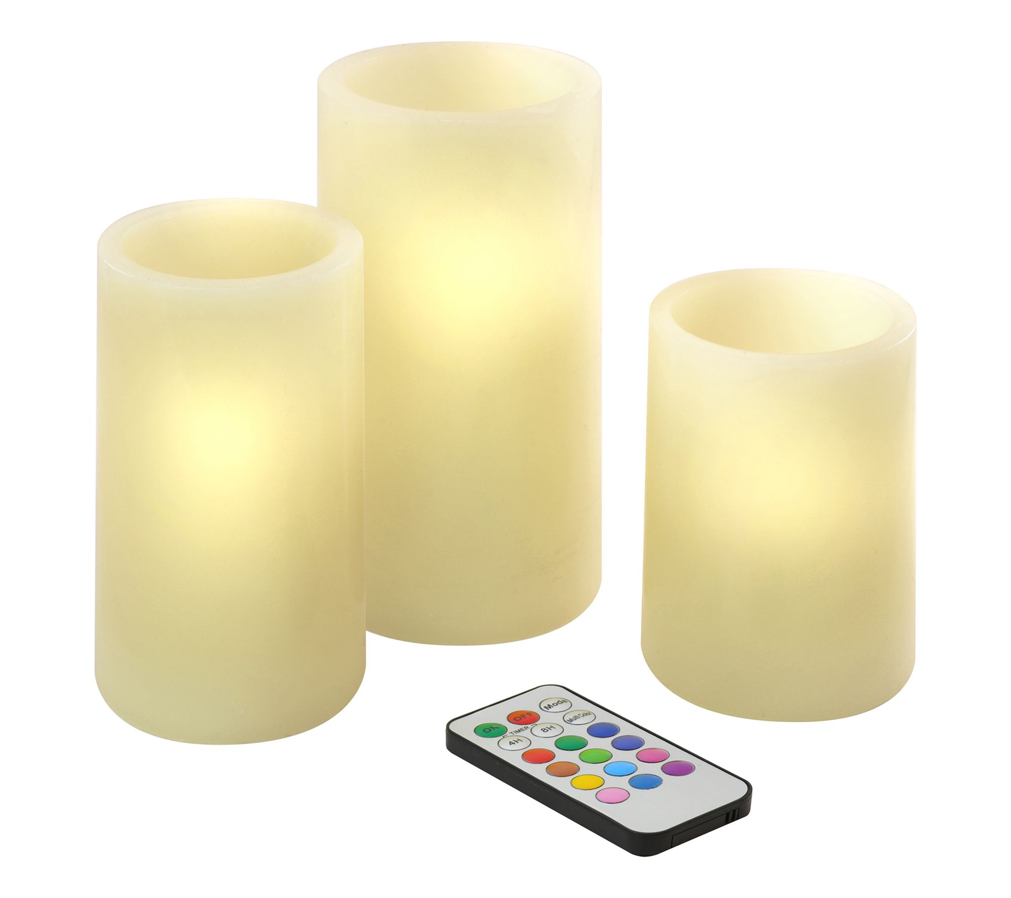 LumaBase LED Multifunction Wax LED Candles, Round- Set of 3