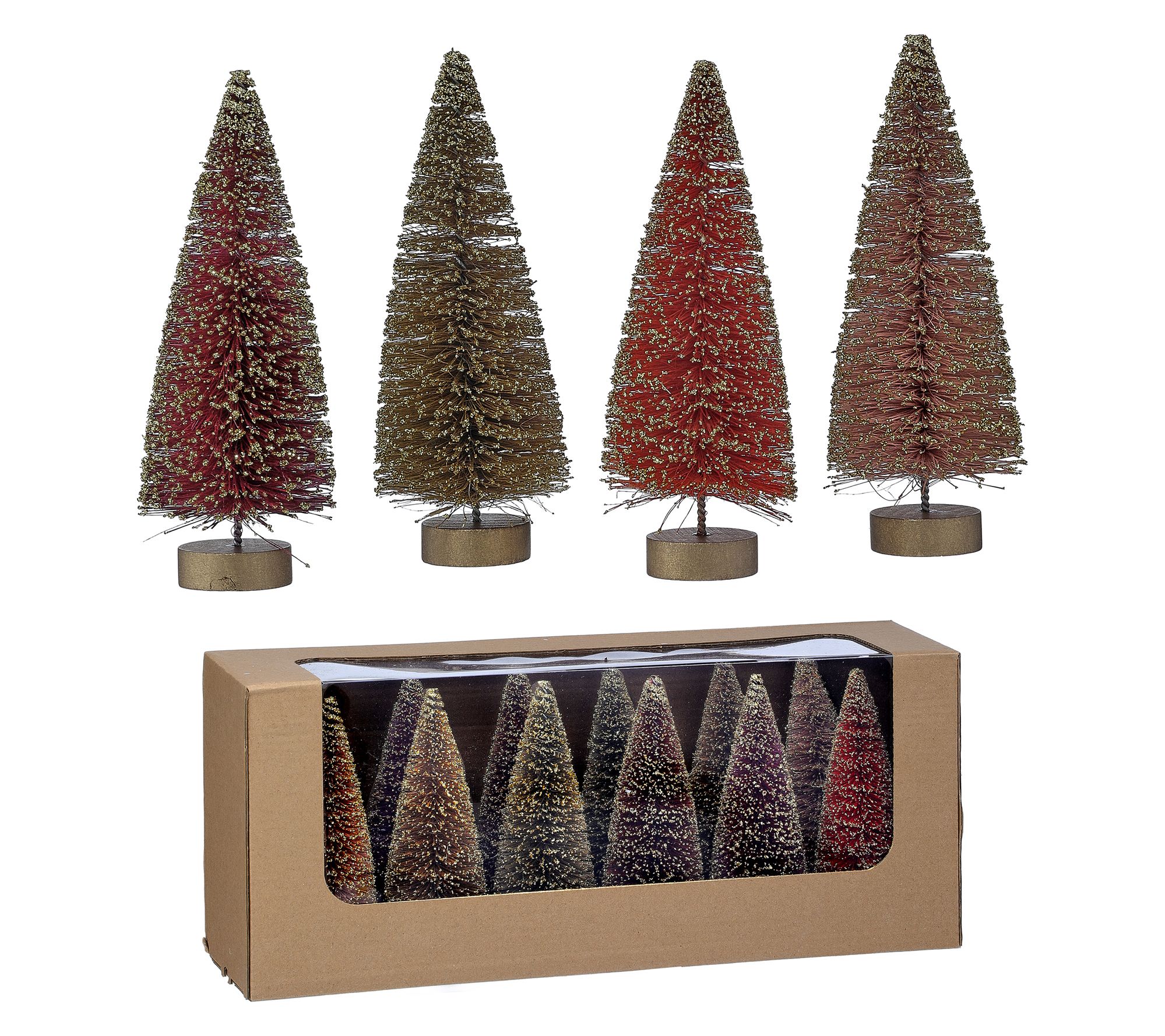 6" Woodland Glitter Sisal Tree Box of 12 by Valerie