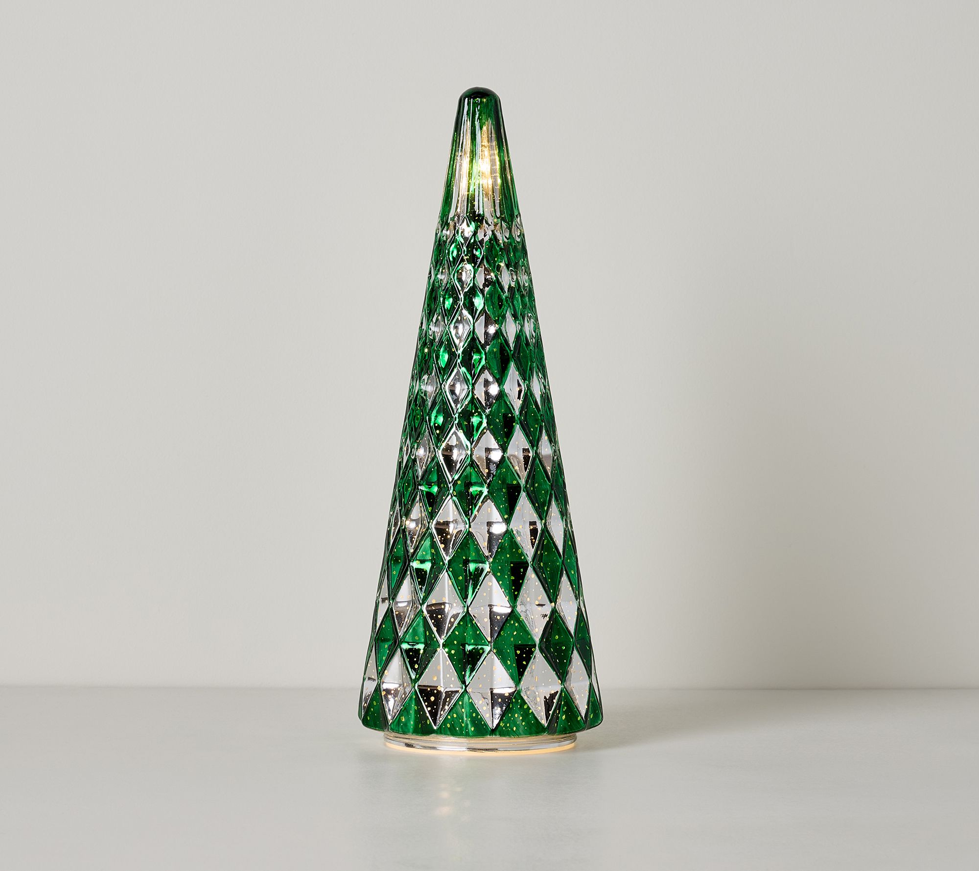 "As Is" 12.5" Illuminated Harlequin Glass Tree by Valerie