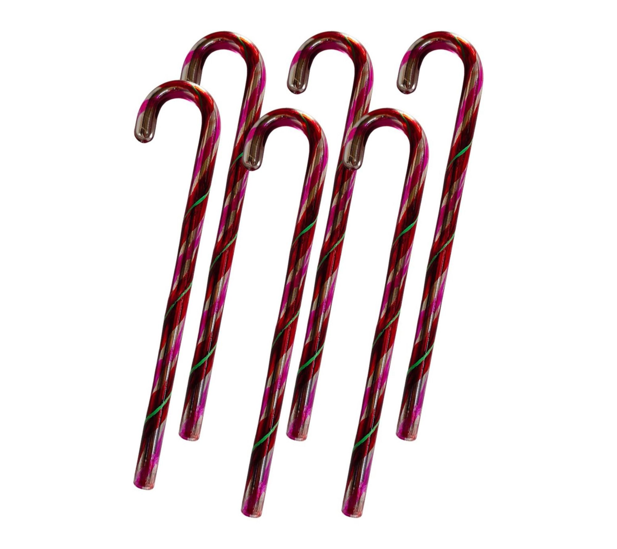 Whitehurst 6" Candy Canes Glass Ornaments by Eddie Ross, S/6