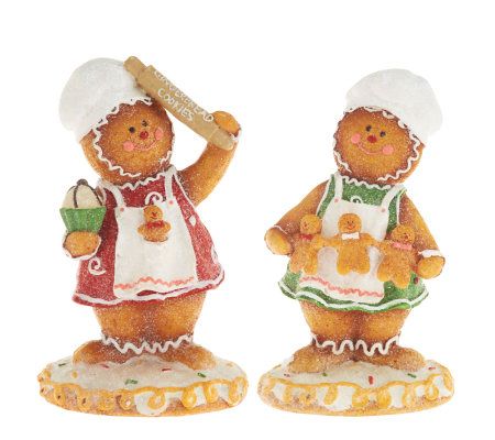 Set Of 2 Sugared Gingerbread Children By Valerie