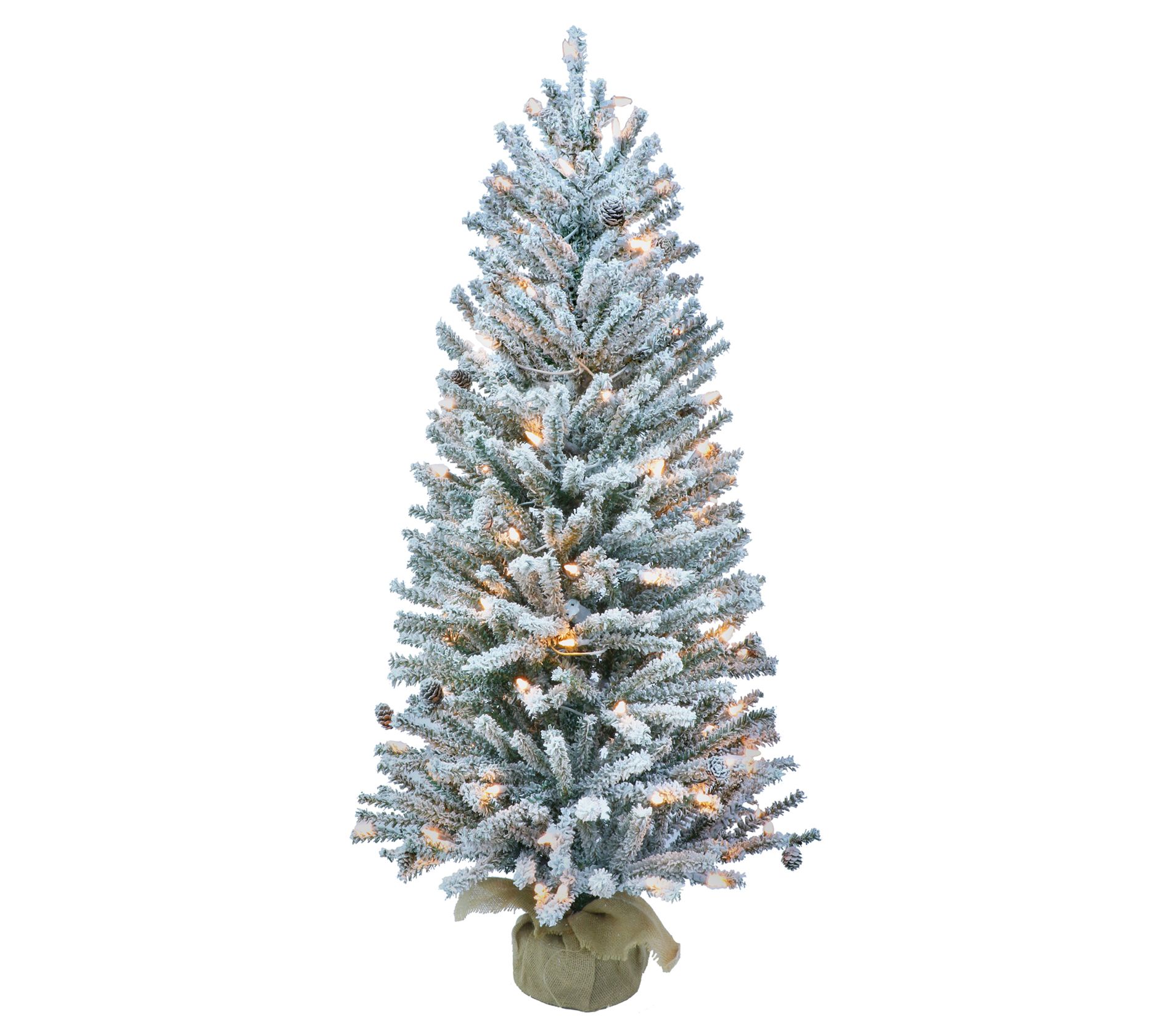 Puleo PreLit 4' Flocked Fir Artificial Christmas Tree