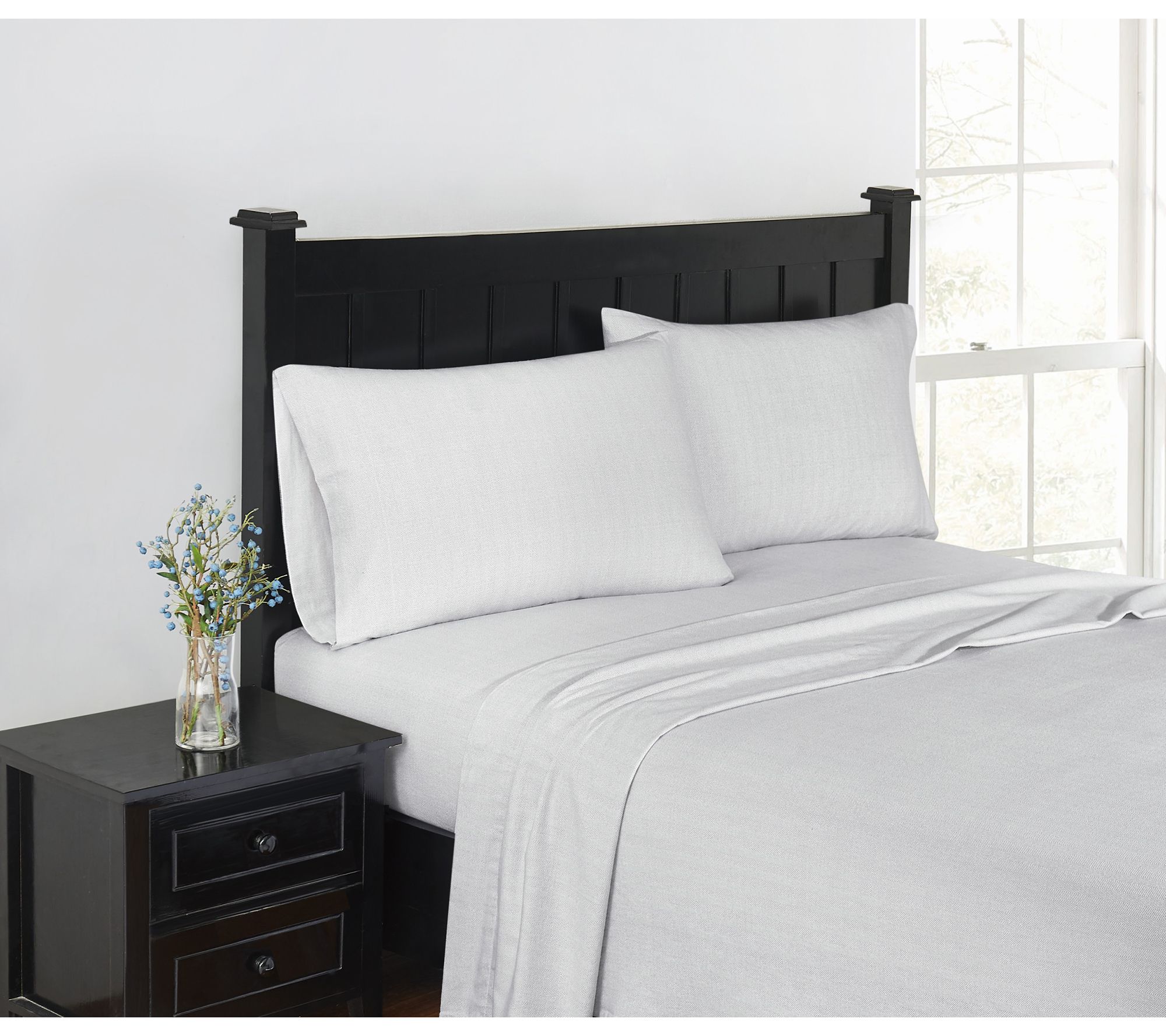 London Fog Herringbone Flannel 3 Piece Full Sheet Set