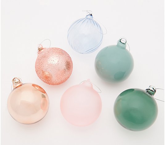 Martha Stewart Set of 6 Glass Ball Ornament Set
