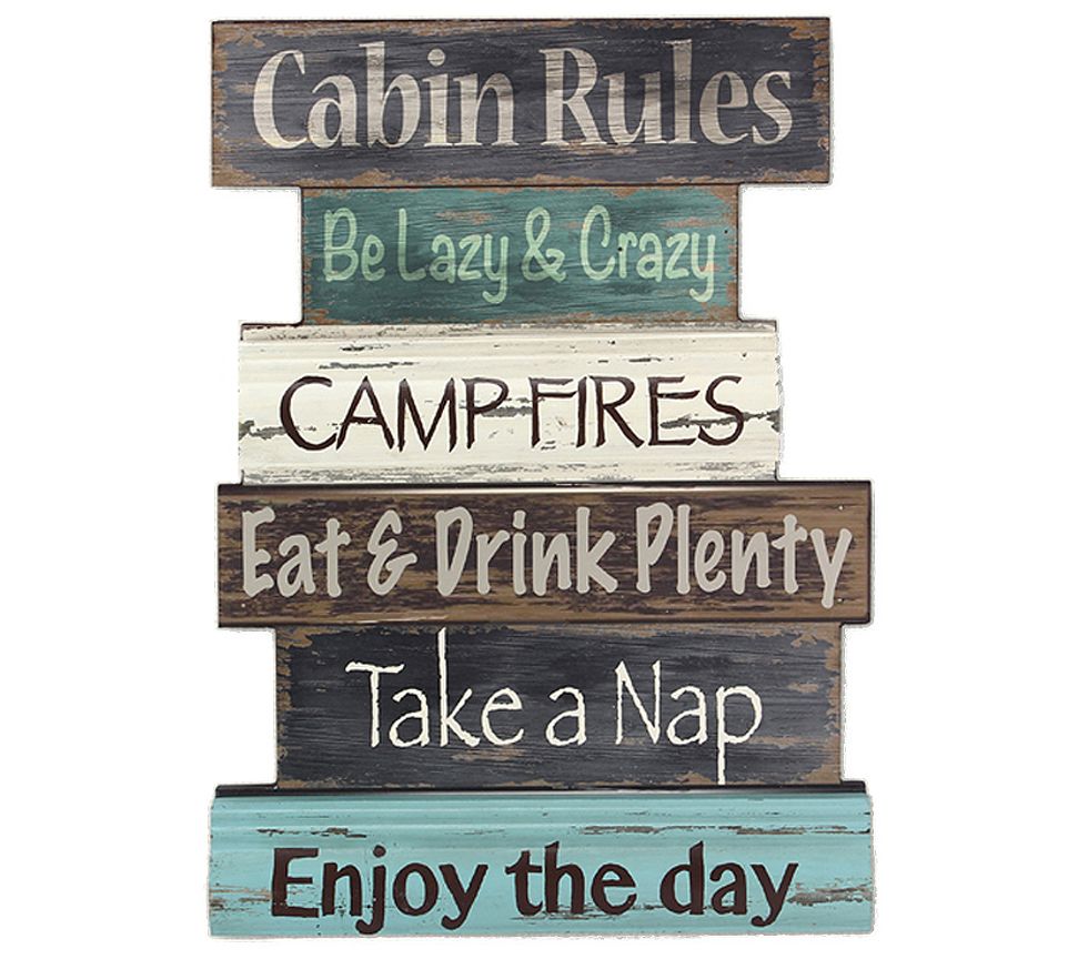 Young's, Inc. Wood Cabin Rules Wall Sign