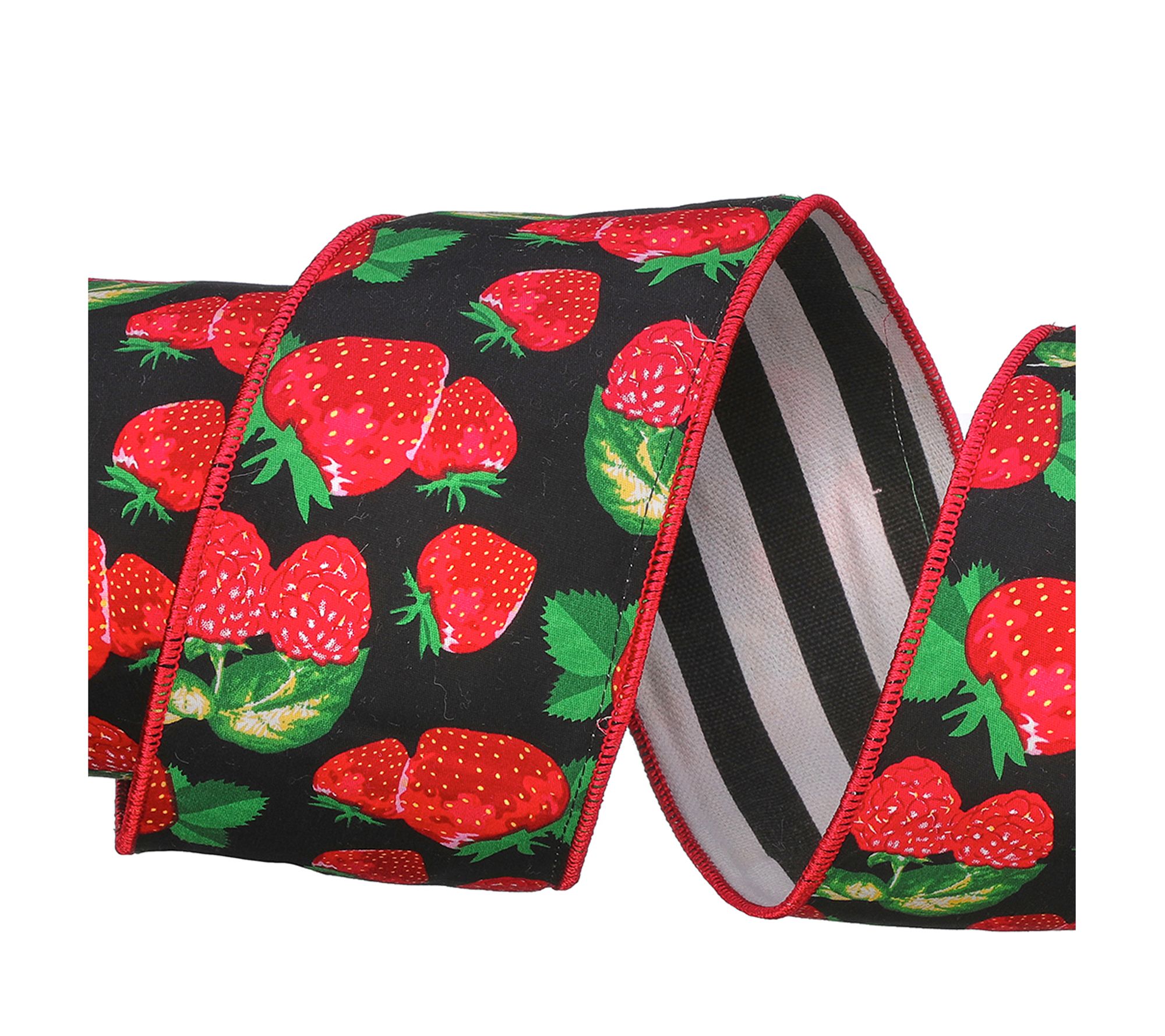 4 x 10 Yards Strawberry Ribbon with Stripe Backing by Valerie
