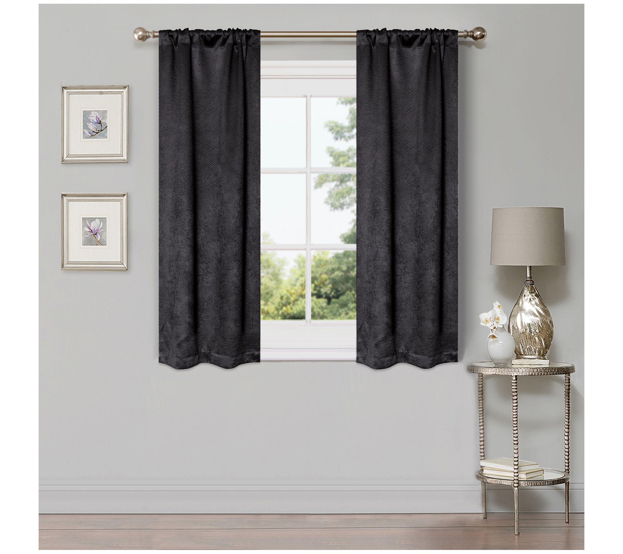 Superior Modern Geometric Waves Blackout Curtain Set, 26X63